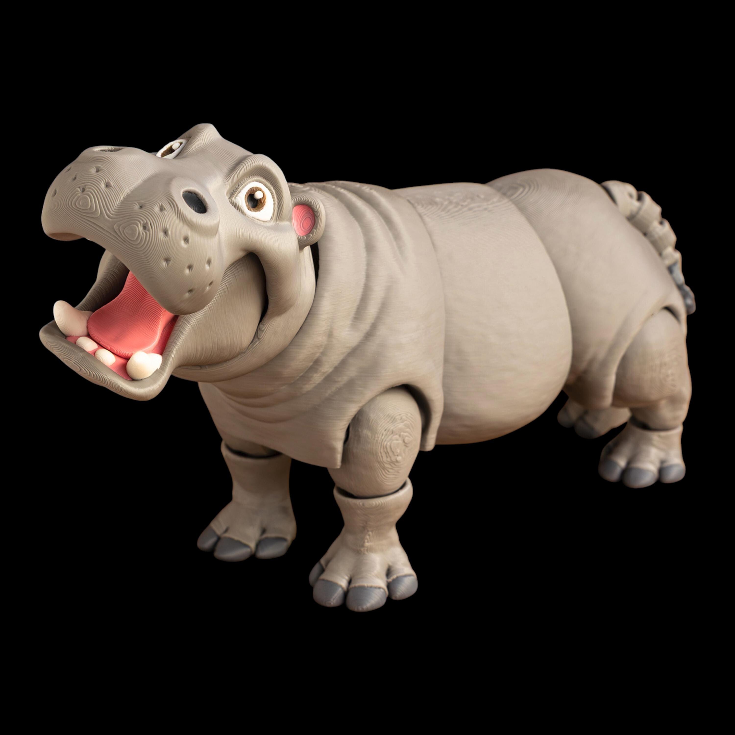 Articulated Hippo Figure Desk Decoration Toy Animal Collection Display Item Holiday Decor Santa Hat 3 different sizes Small, Medium ,Large