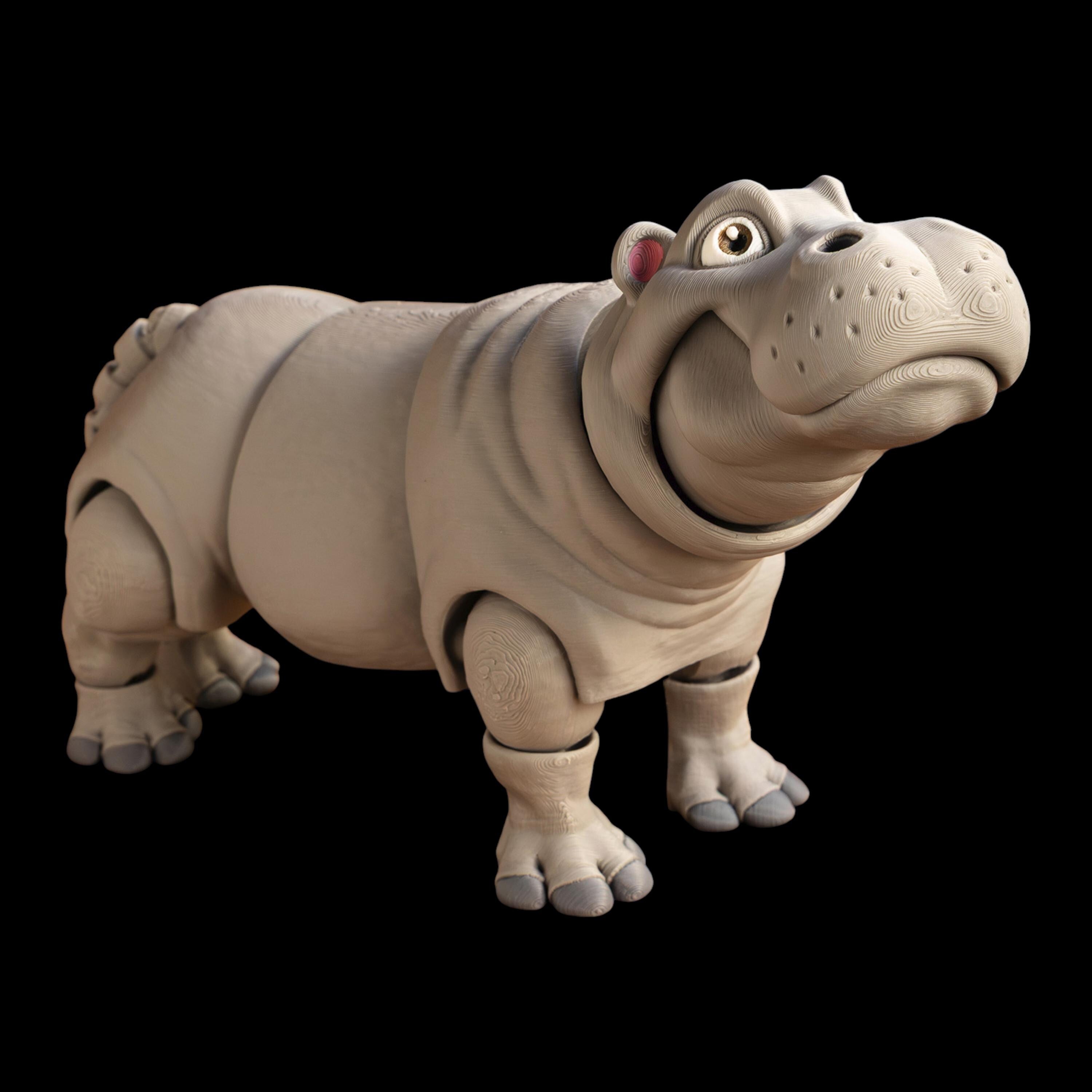 Articulated Hippo Figure Desk Decoration Toy Animal Collection Display Item Holiday Decor Santa Hat 3 different sizes Small, Medium ,Large