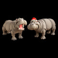Articulated Hippo Figure Desk Decoration Toy Animal Collection Display Item Holiday Decor Santa Hat 3 different sizes Small, Medium ,Large