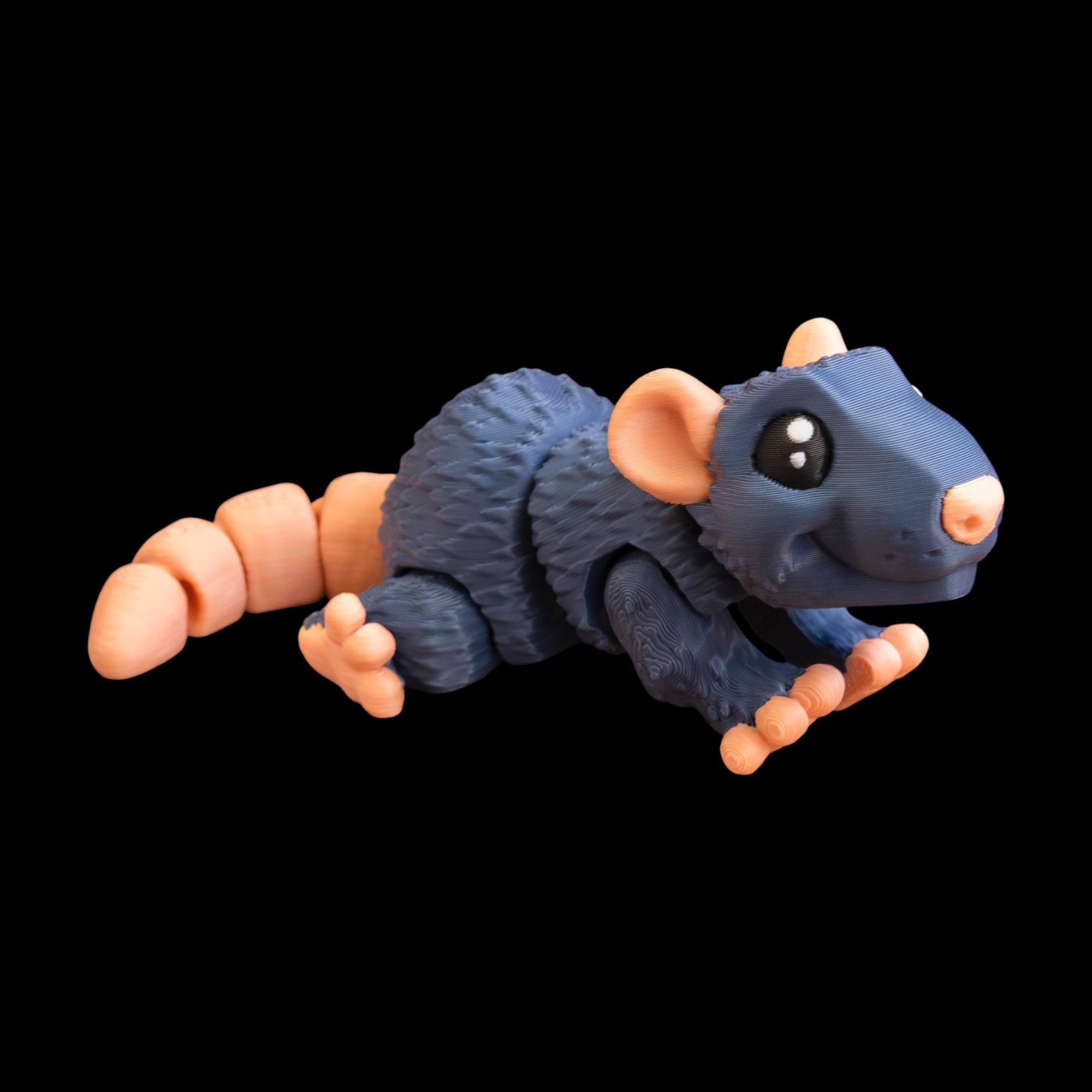Articulated Rat Figurine Desk Toy Animal Collectible White Movable Joints Posable Figure Miniature Pet Pocket Companion Fidget Stress Relief