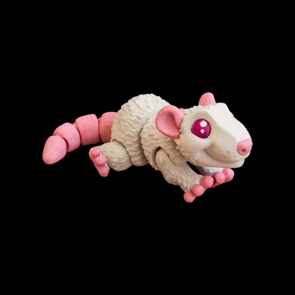 Articulated Rat Figurine Desk Toy Animal Collectible White Movable Joints Posable Figure Miniature Pet Pocket Companion Fidget Stress Relief