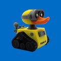 walle duck figurine, figurine desk decoration, decoration piece display, display robot duck, duck robot mashup, mashup cartoon character, character disney inspired, inspired pixar creation, creation cute collectible, collectible small toy, toy yellow design, design office gift