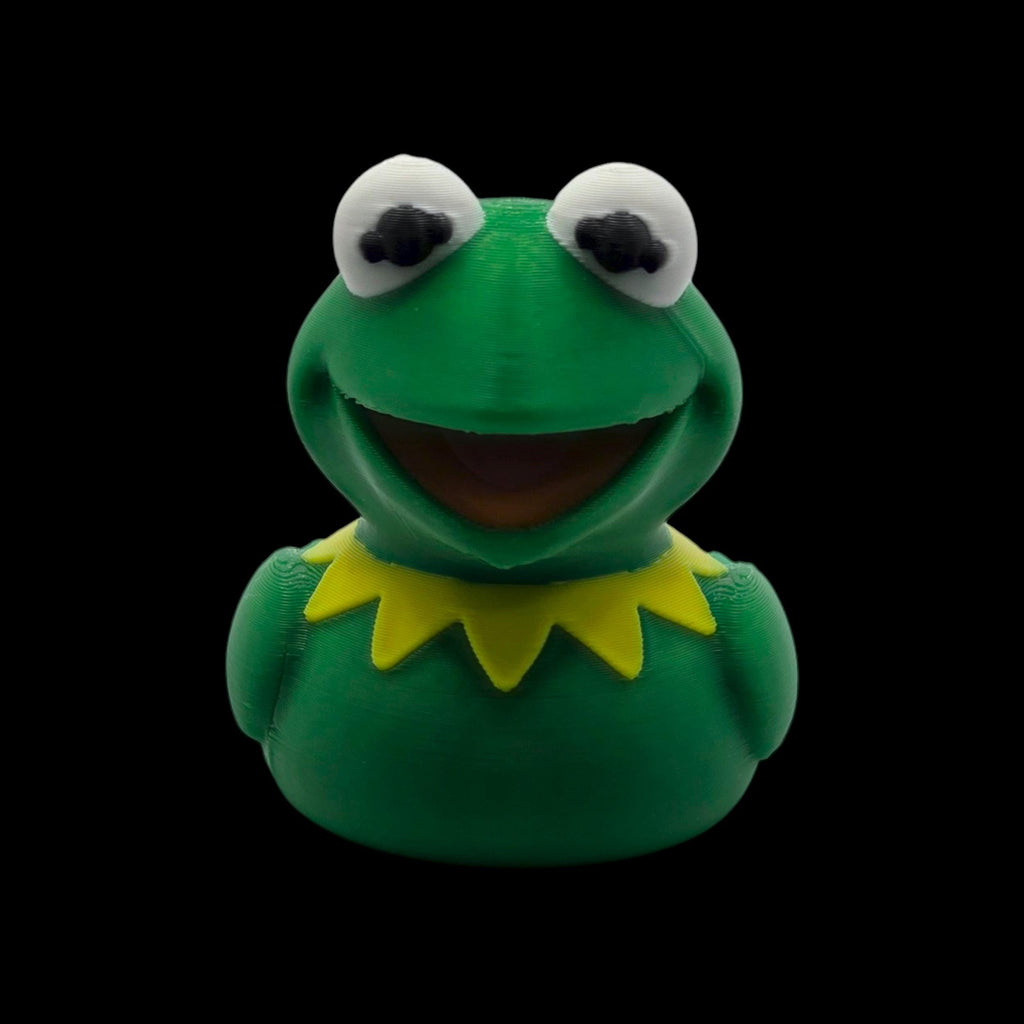Kermit Inspired Duck Figure Green Frog Mashup Cartoon Character Desk Accessory Small Collectible Toy Display  Muppet Fan