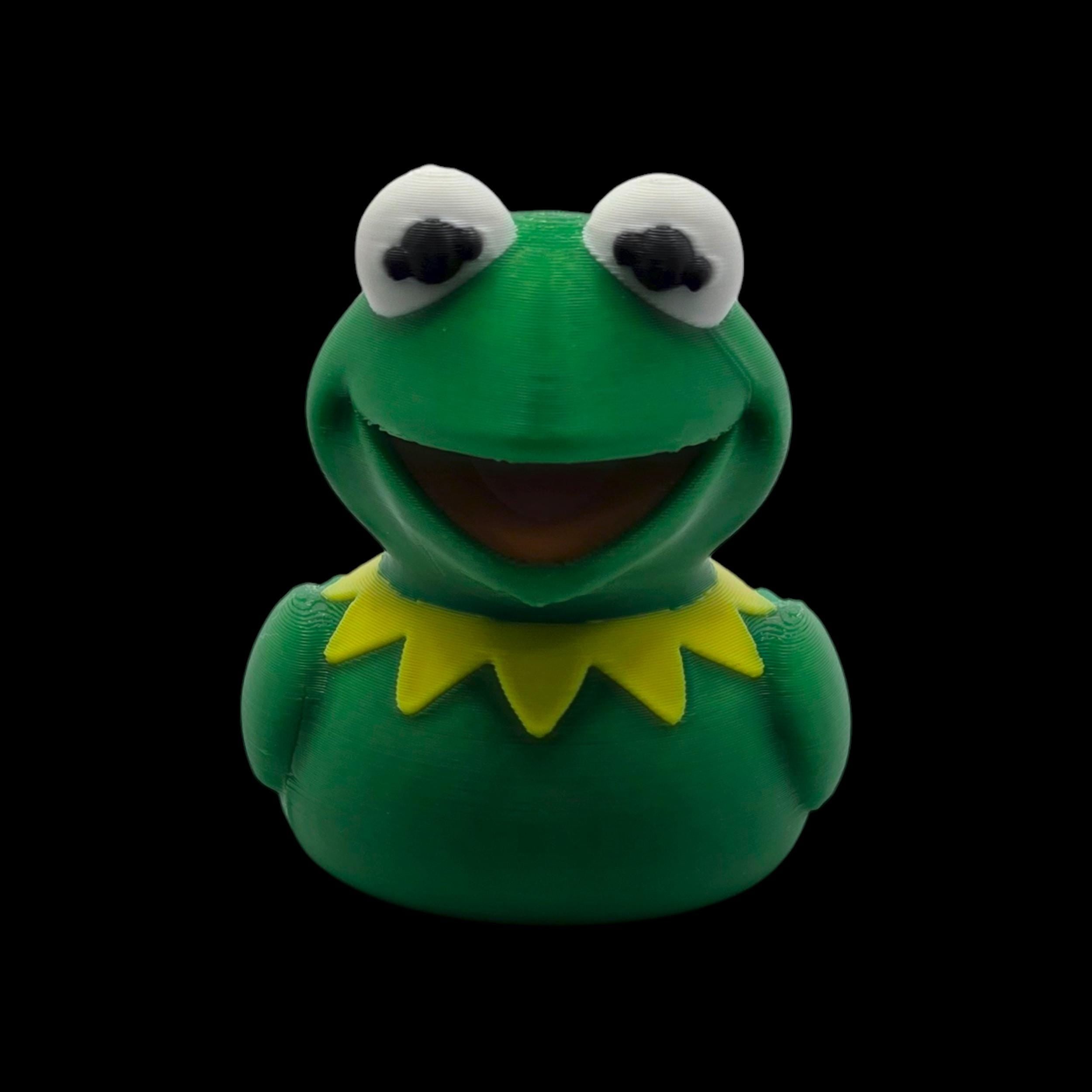 Kermit Inspired Duck Figure Green Frog Mashup Cartoon Character Desk Accessory Small Collectible Toy Display  Muppet Fan
