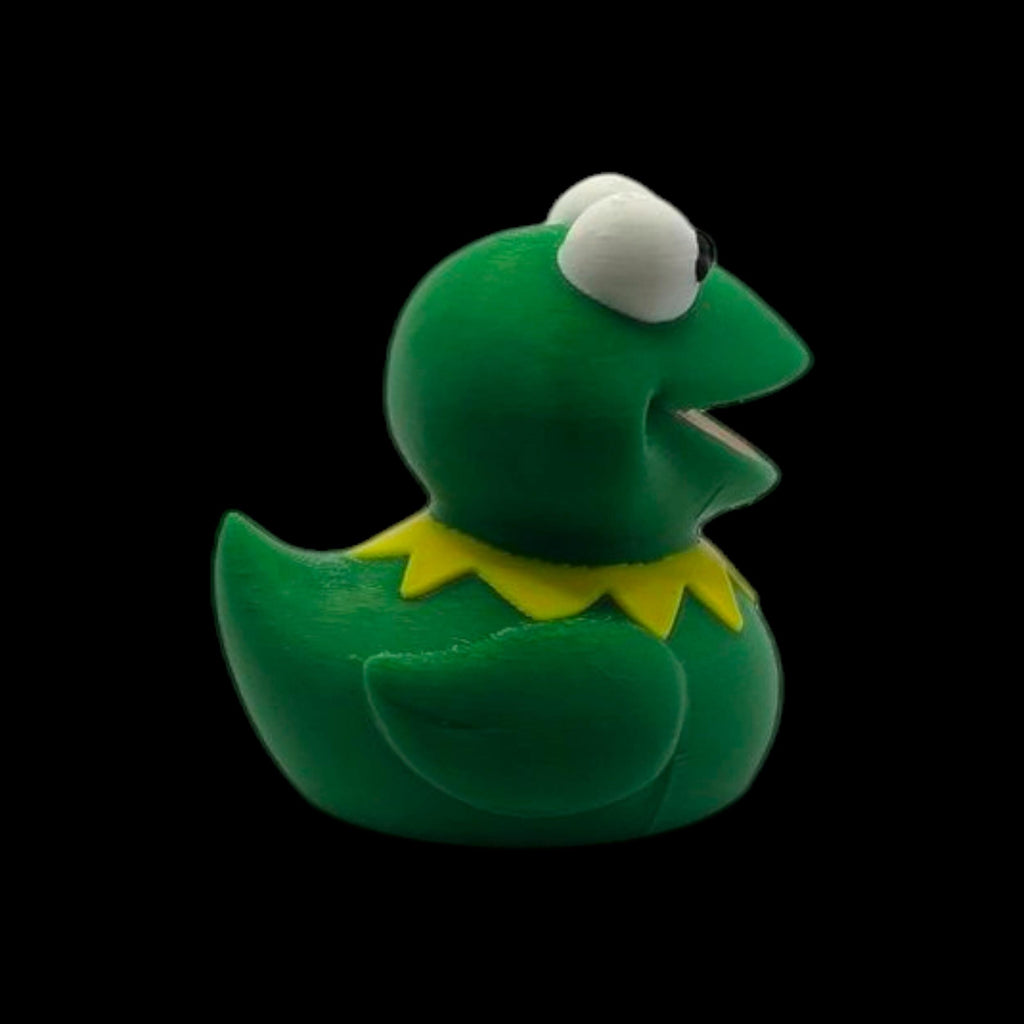 Kermit Inspired Duck Figure Green Frog Mashup Cartoon Character Desk Accessory Small Collectible Toy Display  Muppet Fan