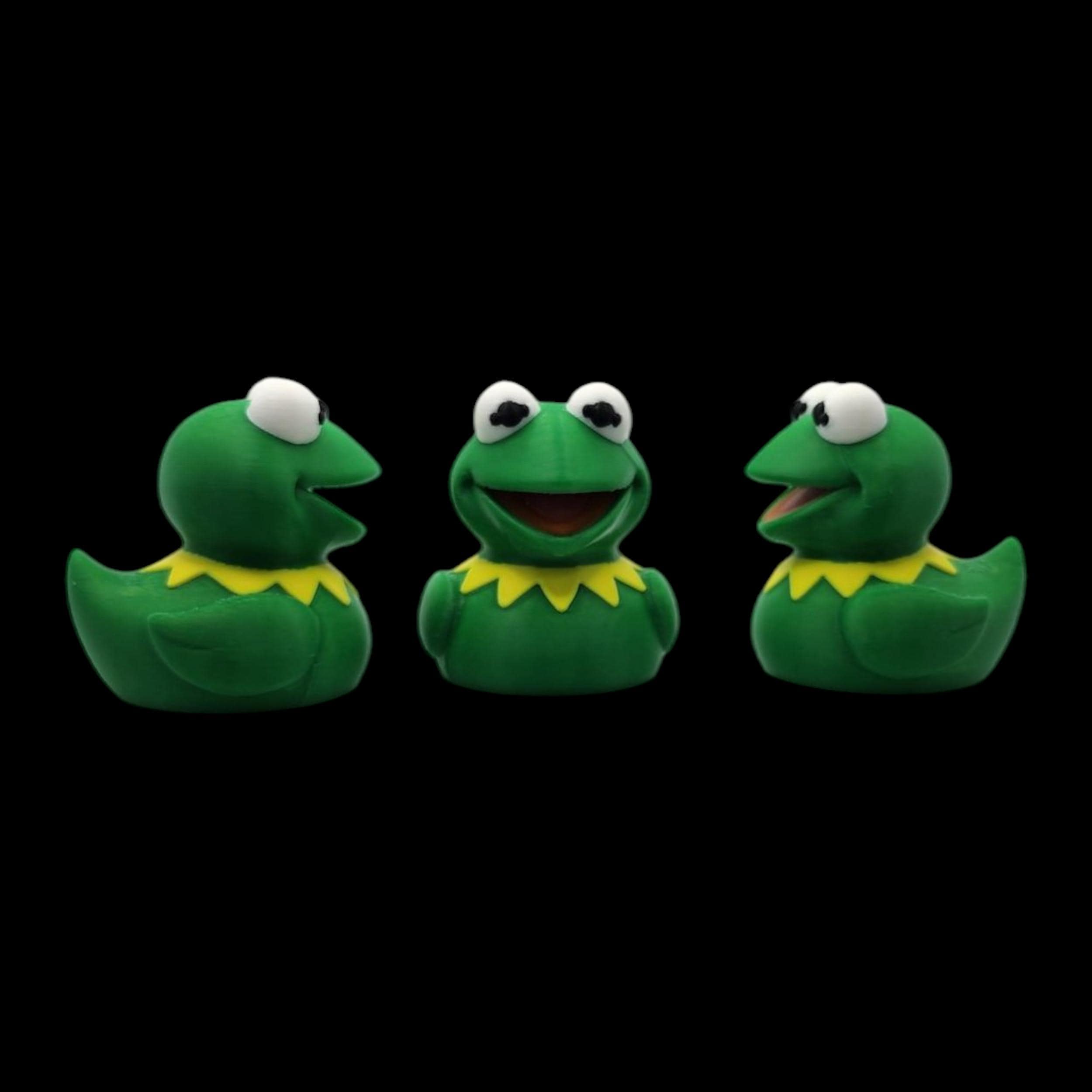 Kermit Inspired Duck Figure Green Frog Mashup Cartoon Character Desk Accessory Small Collectible Toy Display  Muppet Fan