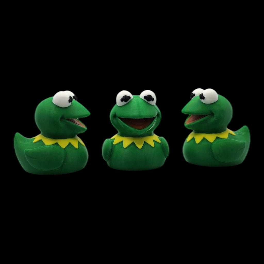 Kermit Inspired Duck Figure Green Frog Mashup Cartoon Character Desk Accessory Small Collectible Toy Display  Muppet Fan