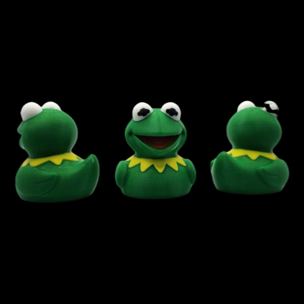 Kermit Inspired Duck Figure Green Frog Mashup Cartoon Character Desk Accessory Small Collectible Toy Display  Muppet Fan