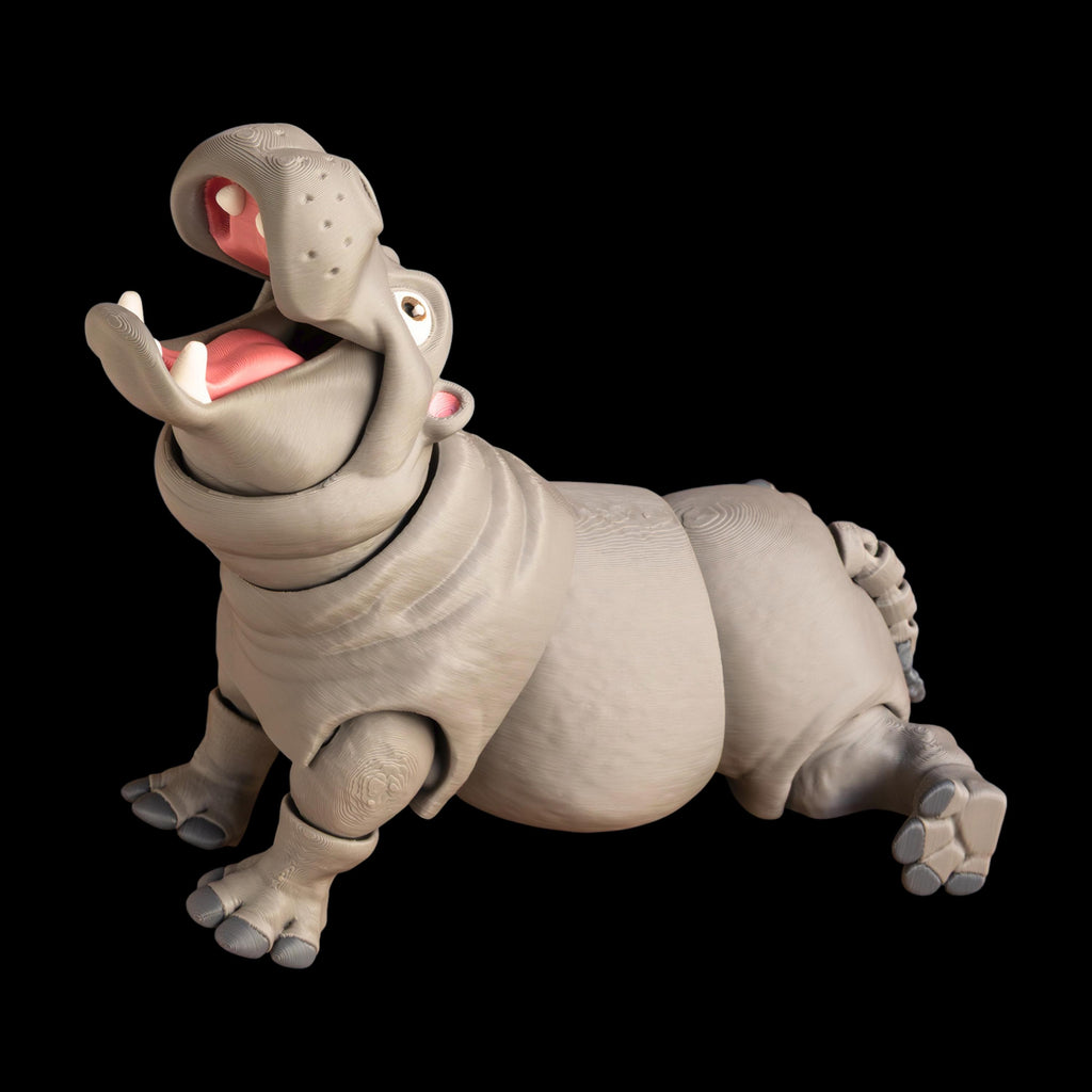 Articulated Hippo Figure Desk Decoration Toy Animal Collection Display Item Holiday Decor Santa Hat 3 different sizes Small, Medium ,Large