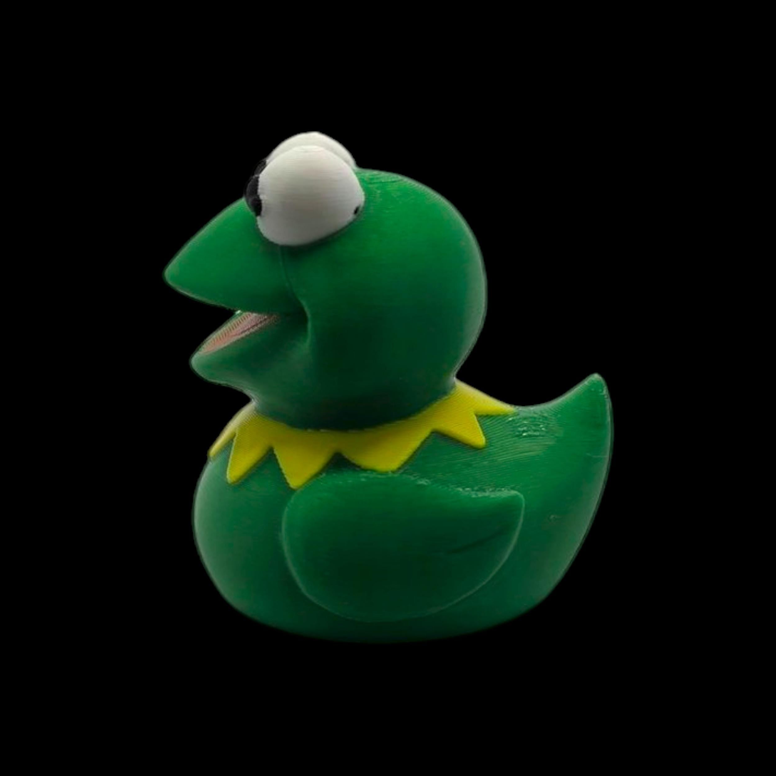 Kermit Inspired Duck Figure Green Frog Mashup Cartoon Character Desk Accessory Small Collectible Toy Display  Muppet Fan