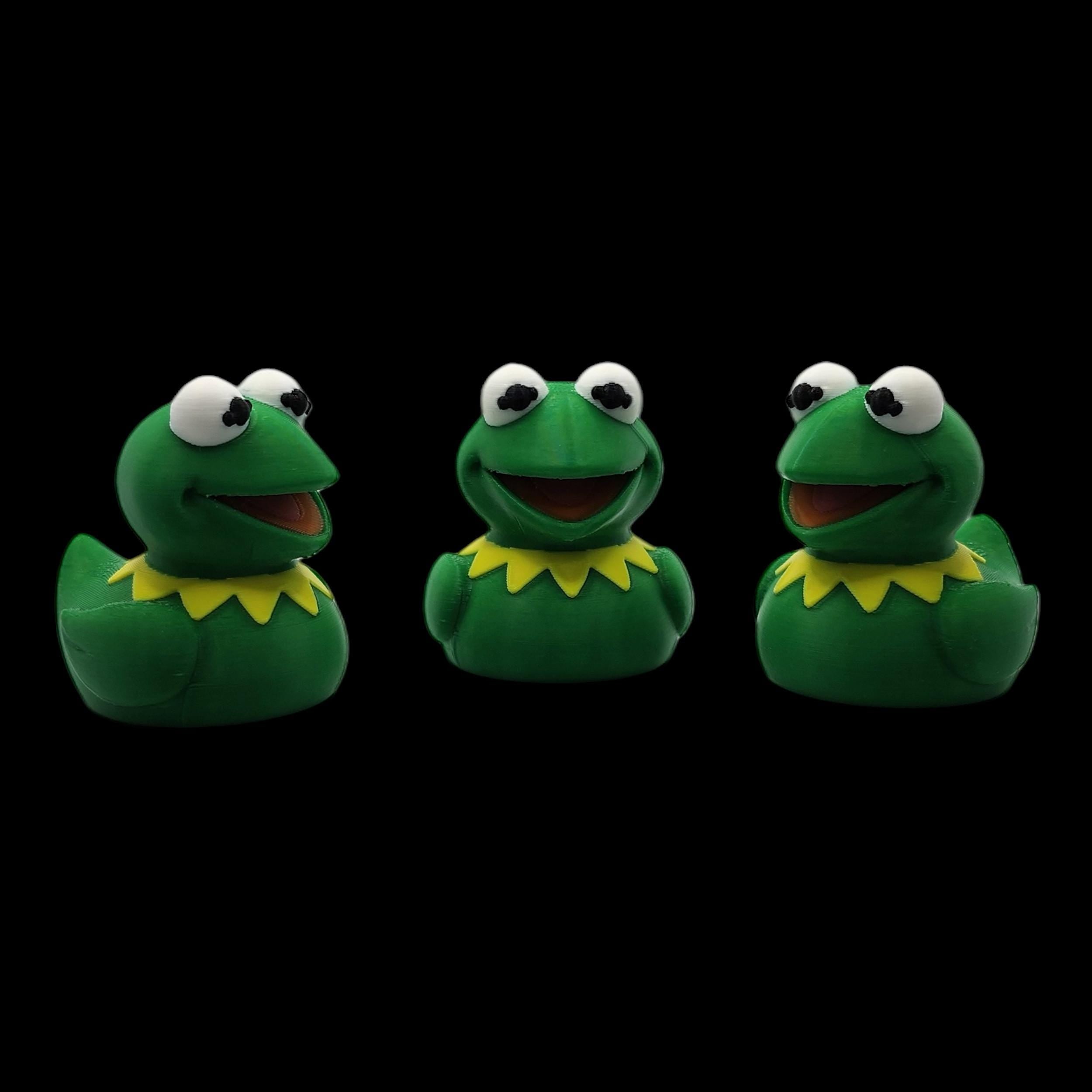 Kermit Inspired Duck Figure Green Frog Mashup Cartoon Character Desk Accessory Small Collectible Toy Display  Muppet Fan