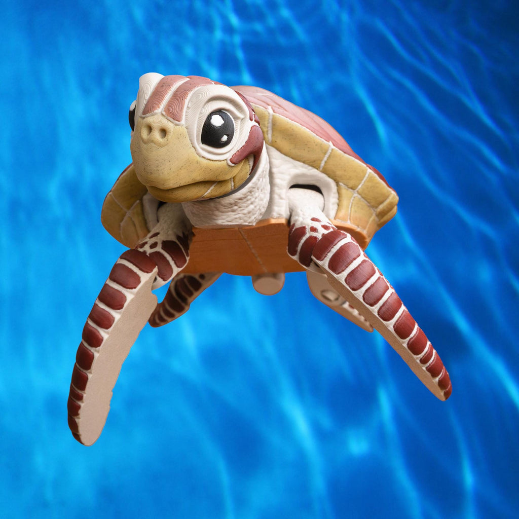 Articulated Sea Turtle Desk Ornament Marine Decoration Ocean Themed Coastal Display Miniature Model Posable Figure Movable Toy Collectible