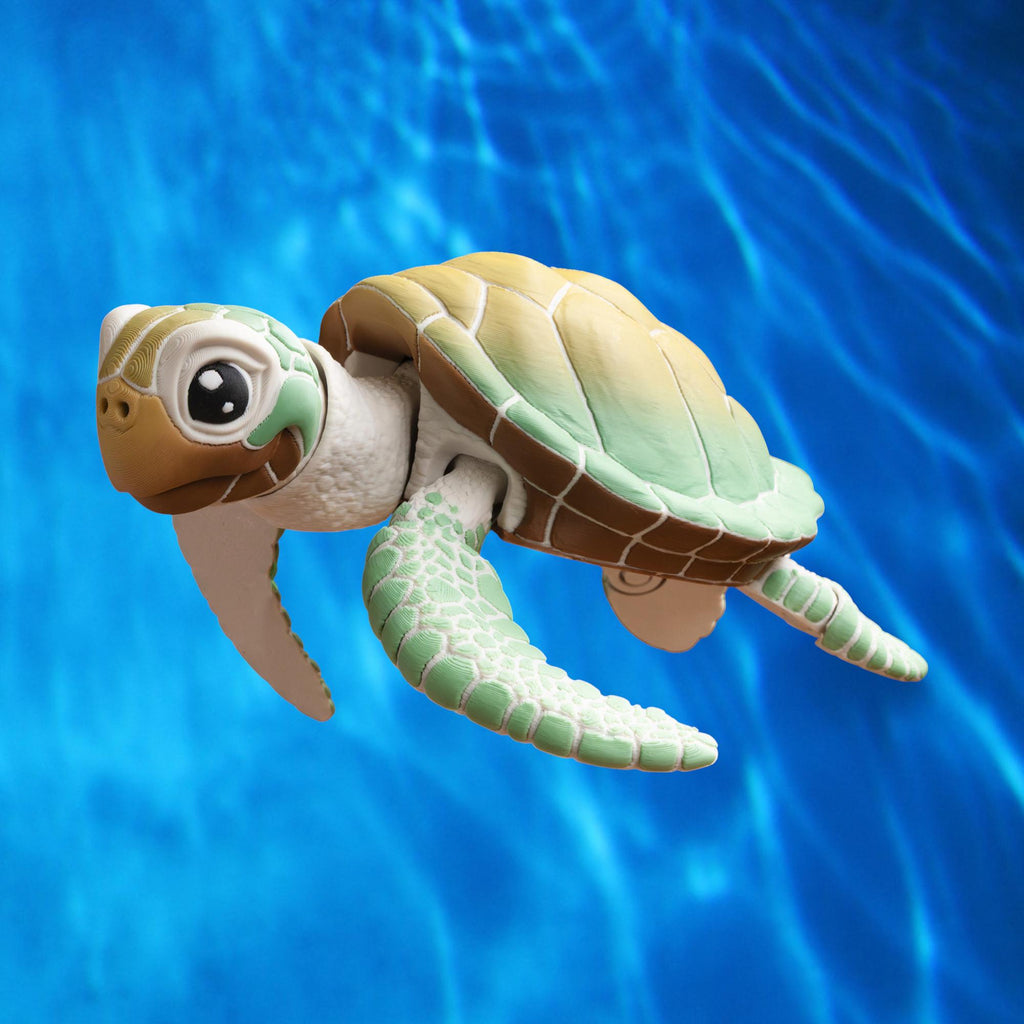 Articulated Sea Turtle Desk Ornament Marine Decoration Ocean Themed Coastal Display Miniature Model Posable Figure Movable Toy Collectible