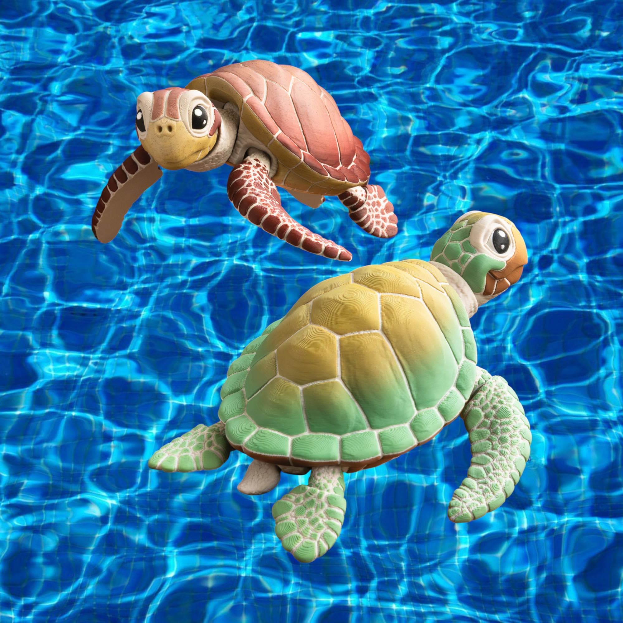 Articulated Sea Turtle Desk Ornament Marine Decoration Ocean Themed Coastal Display Miniature Model Posable Figure Movable Toy Collectible
