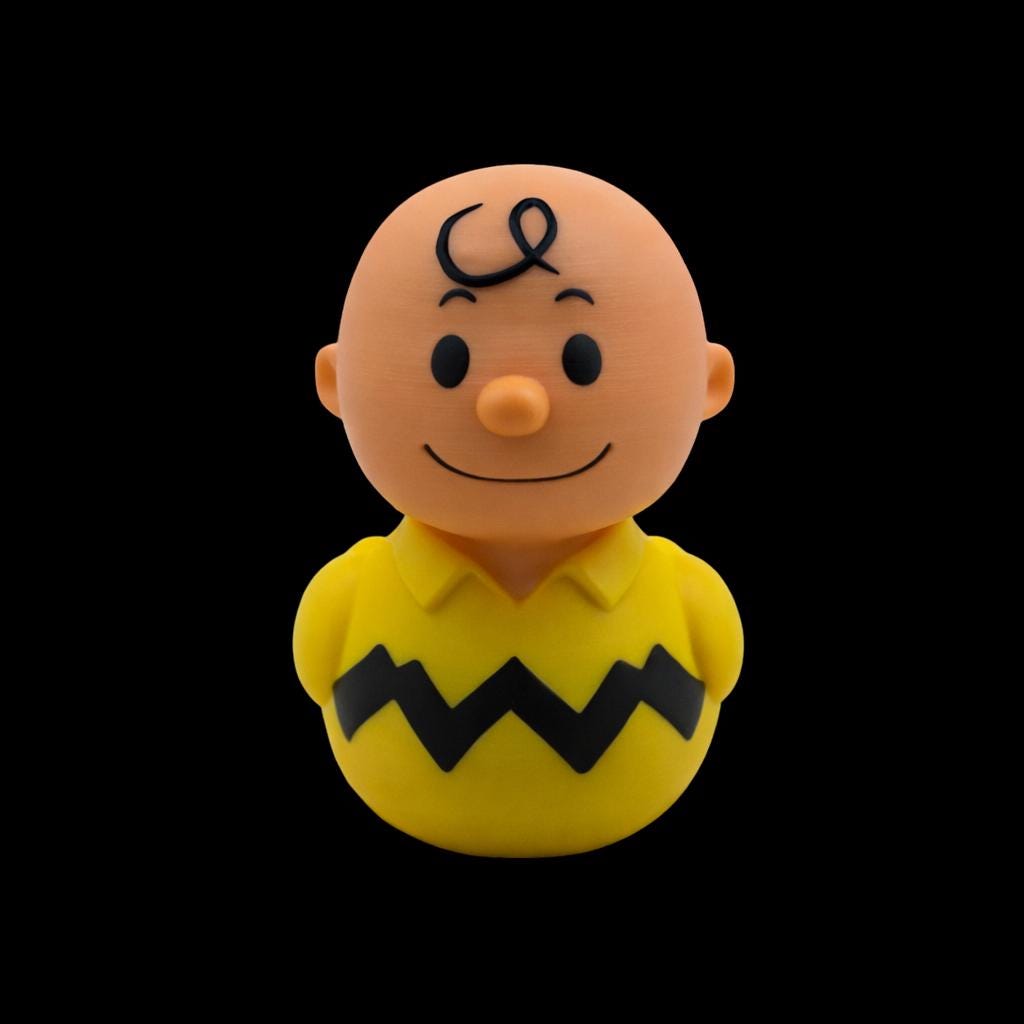 Charlie Brown Duck  Inspired Cartoon Character Collectible Figure Desk Decor Yellow & Black