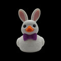 Easter Bunny Duck Figure Whimsical Character Design Teal Blue Suit Pink Bow Tie Orange Bill Decoration Holiday Gift Basket Filler Spring Ornament 3D Printed Collectible Miniature Figurine Dashboard Display Desk Accessory Car Decoration