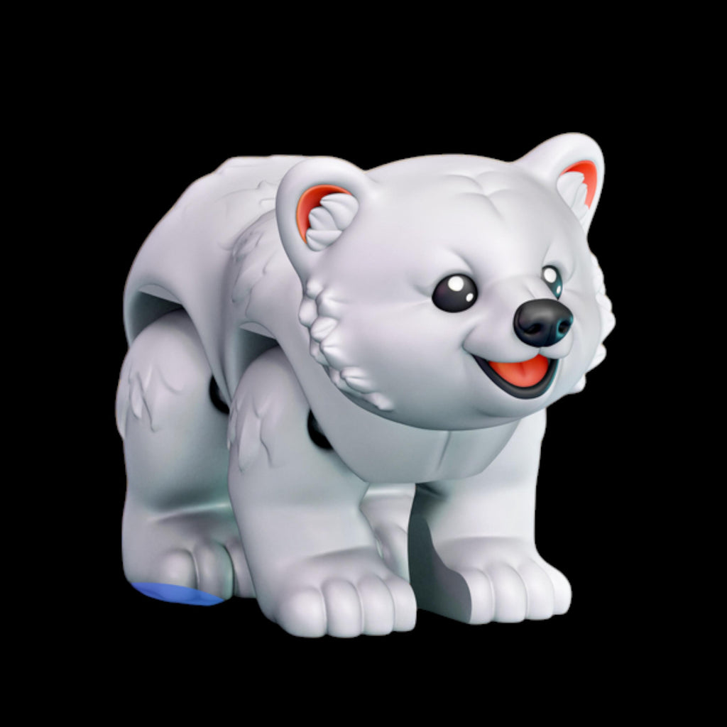 Posable Articulated white Polar Bear Figurine Animal Toy Desk Ornament Educational Imaginative