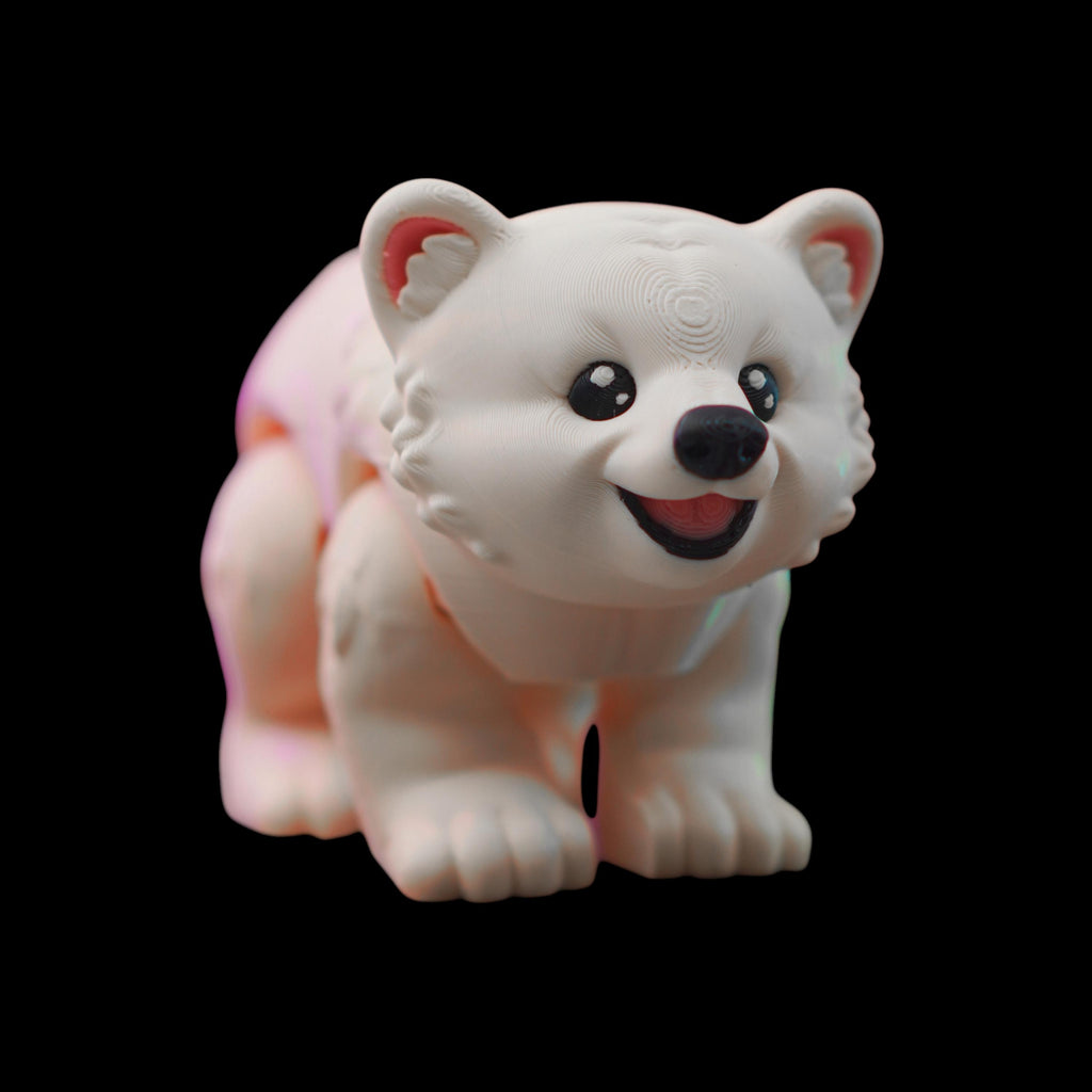 Posable Articulated white Polar Bear Figurine Animal Toy Desk Ornament Educational Imaginative