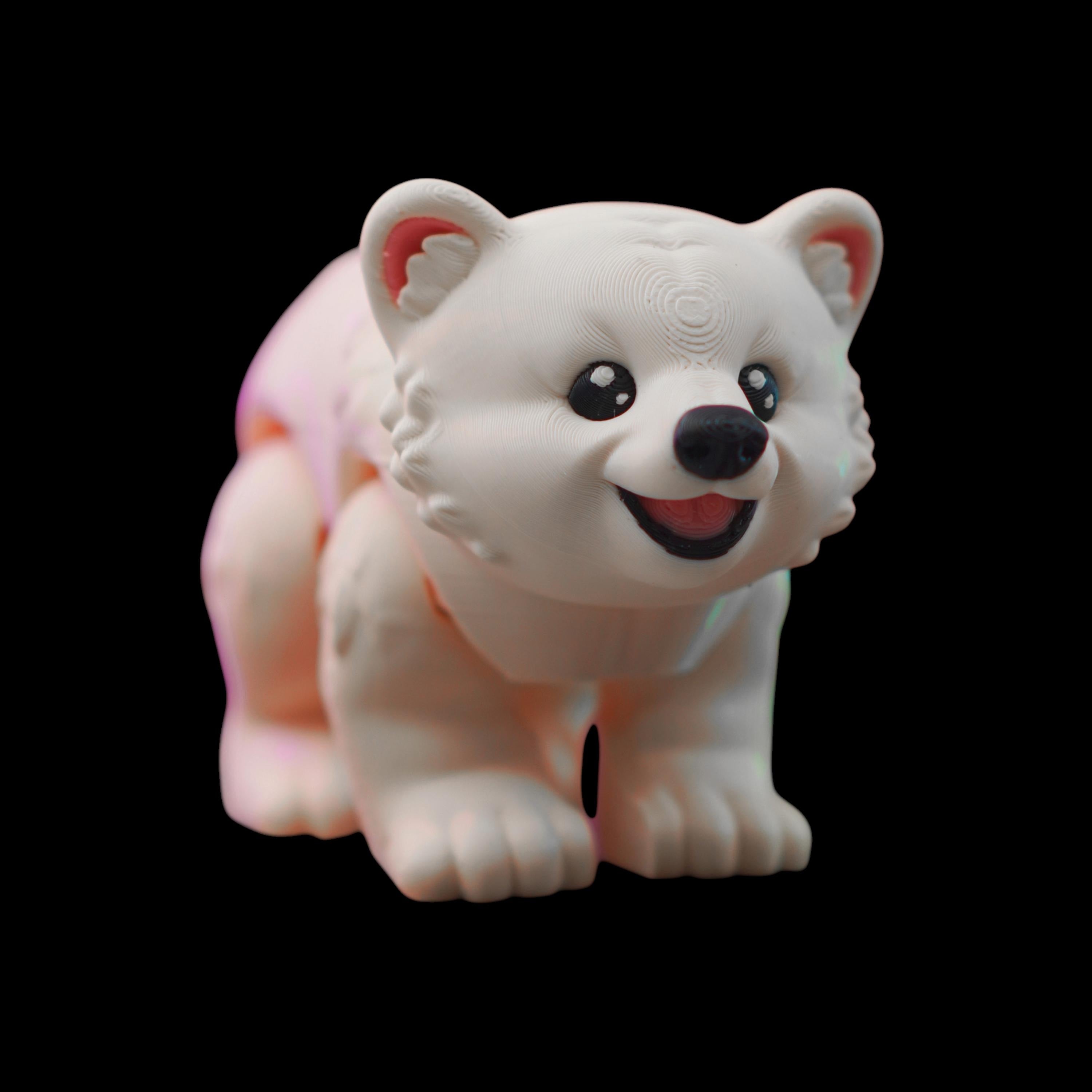Posable Articulated white Polar Bear Figurine Animal Toy Desk Ornament Educational Imaginative
