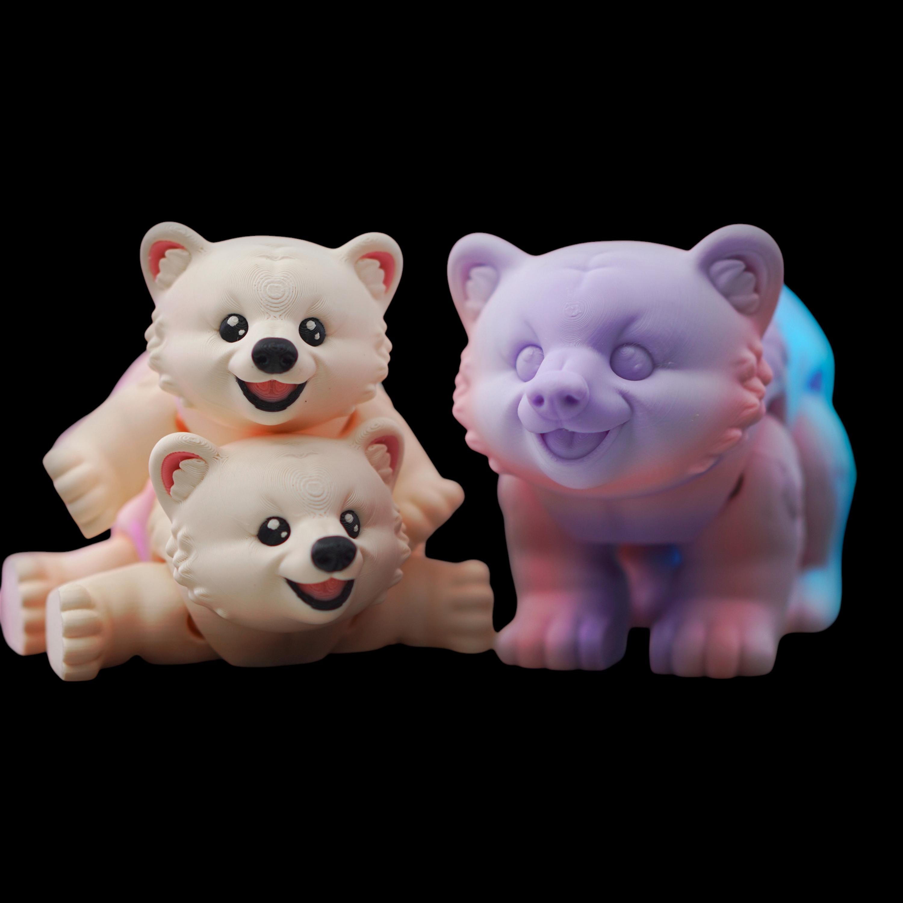 Posable Articulated white Polar Bear Figurine Animal Toy Desk Ornament Educational Imaginative