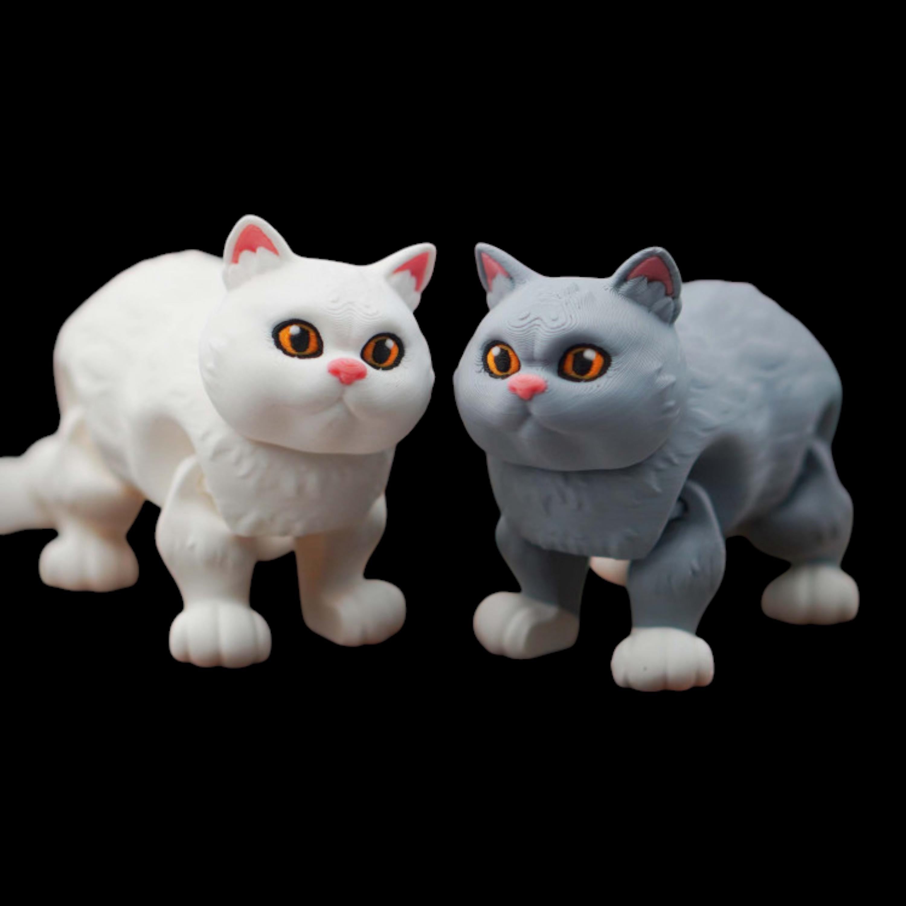 White British Shorthair Posable Articulated Cat Figure Collectible For Animal Lover collections