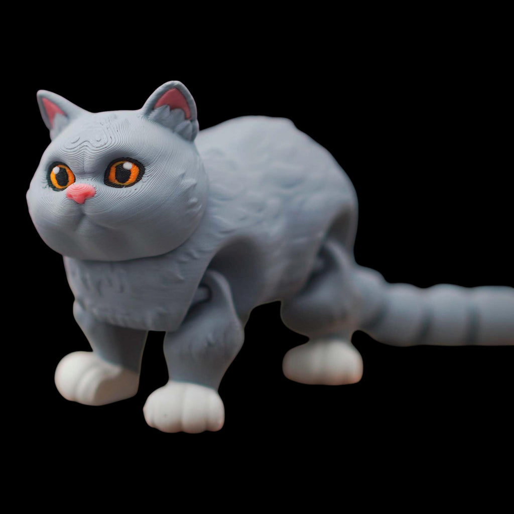 White British Shorthair Posable Articulated Cat Figure Collectible For Animal Lover collections