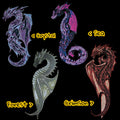Wyvern Dragon Bookmarkes Set  #1 Crystal, # 2 Sea, #3 Crimson and #4 Forest