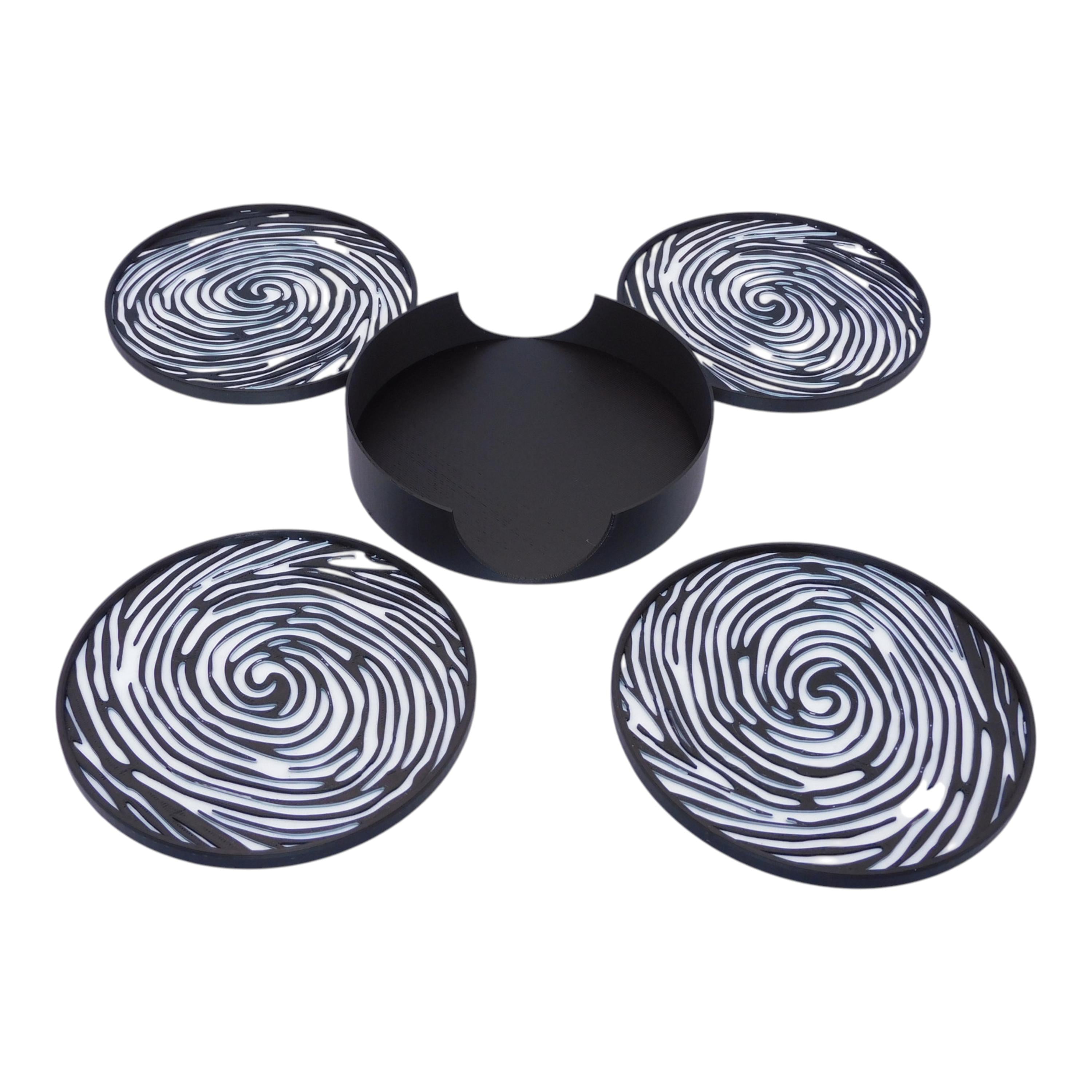 Fingerprint Coaster, Officer Desk Decor, Academy Graduation Present, Black White Forensic Artwork