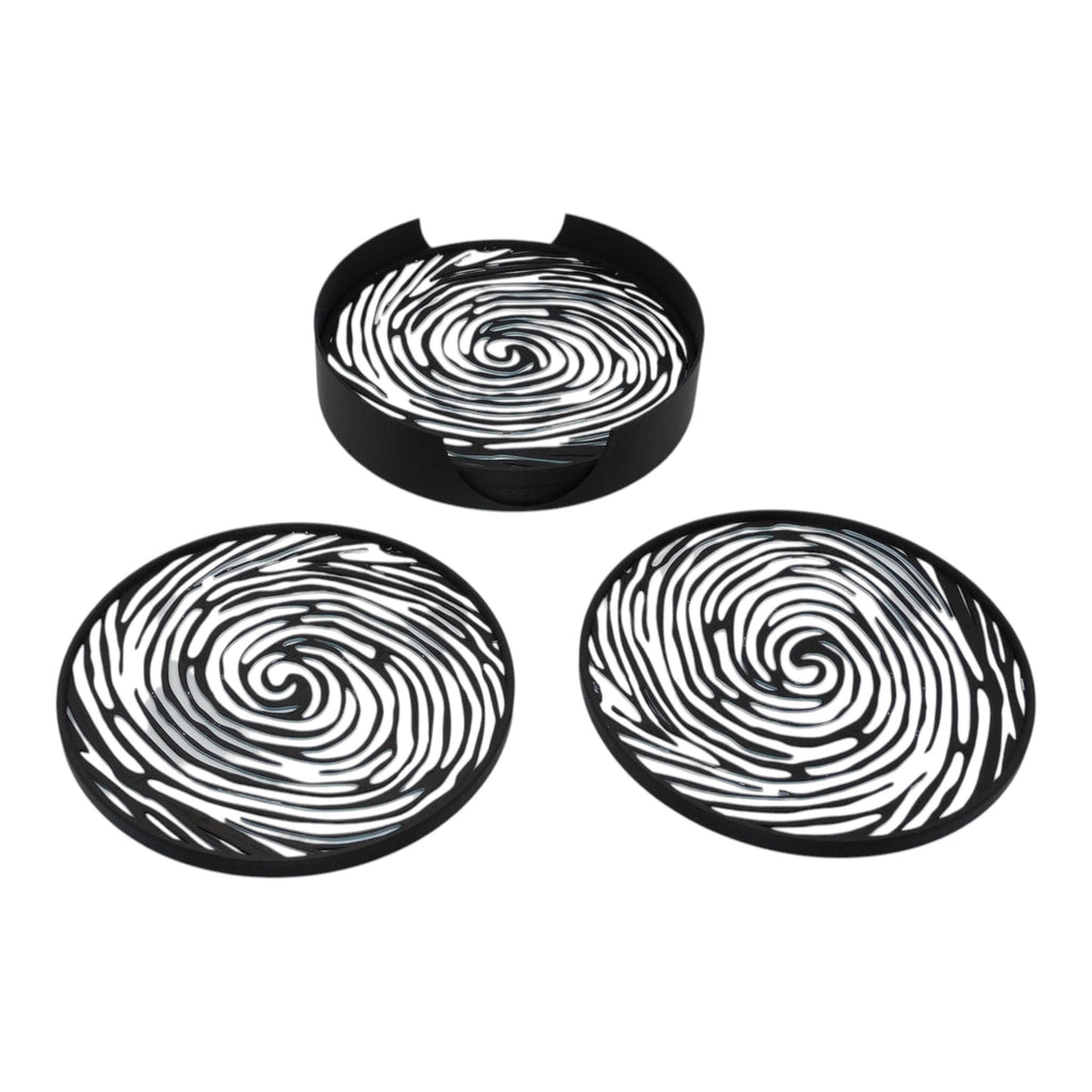 Fingerprint Coaster, Officer Desk Decor, Academy Graduation Present, Black White Forensic Artwork