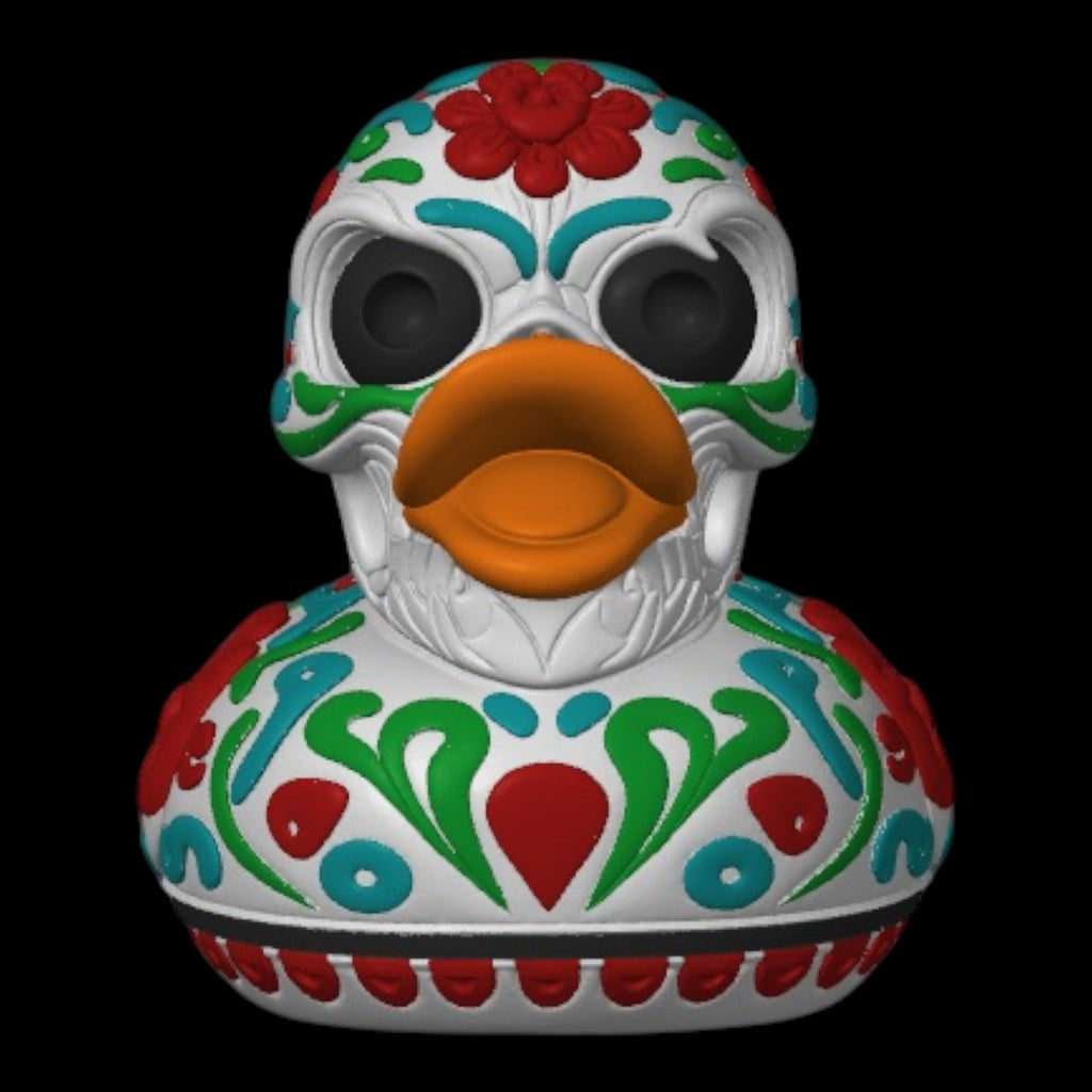 Sugar Skull Duck Multicolor Shelf Ornament Mexican Art Cultural Day Of Dead Car Dash