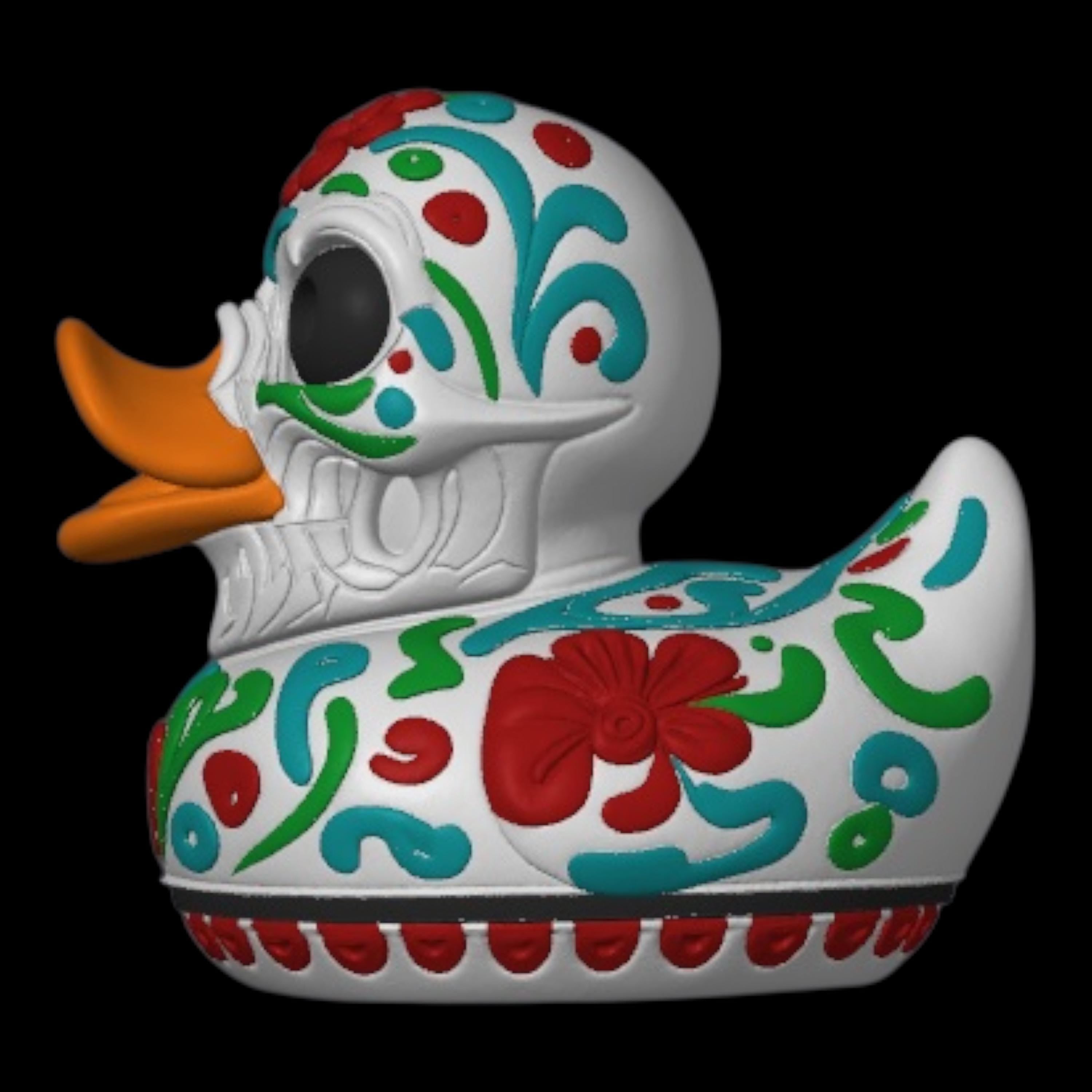 Sugar Skull Duck Multicolor Shelf Ornament Mexican Art Cultural Day Of Dead Car Dash