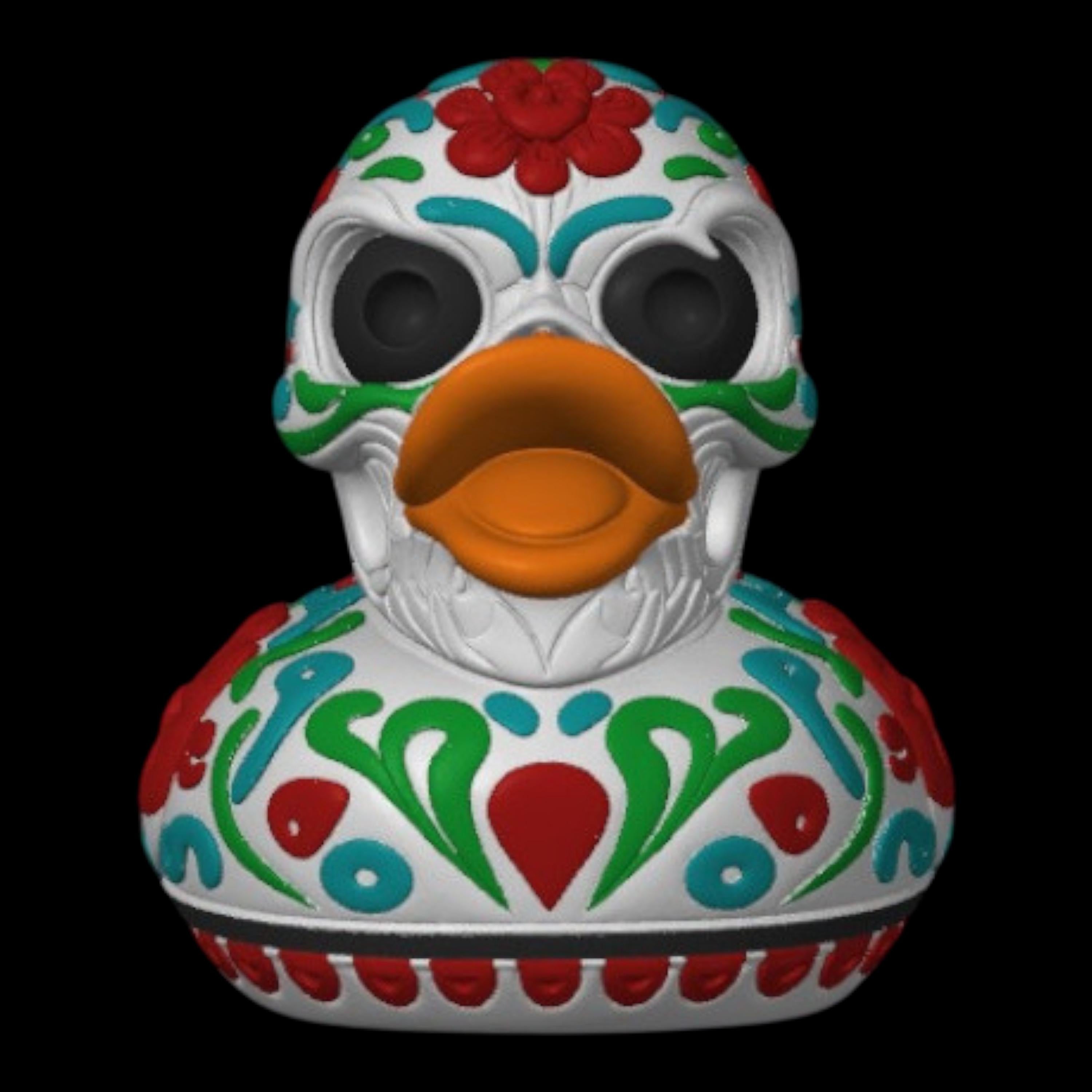 Sugar Skull Duck Multicolor Shelf Ornament Mexican Art Cultural Day Of Dead Car Dash