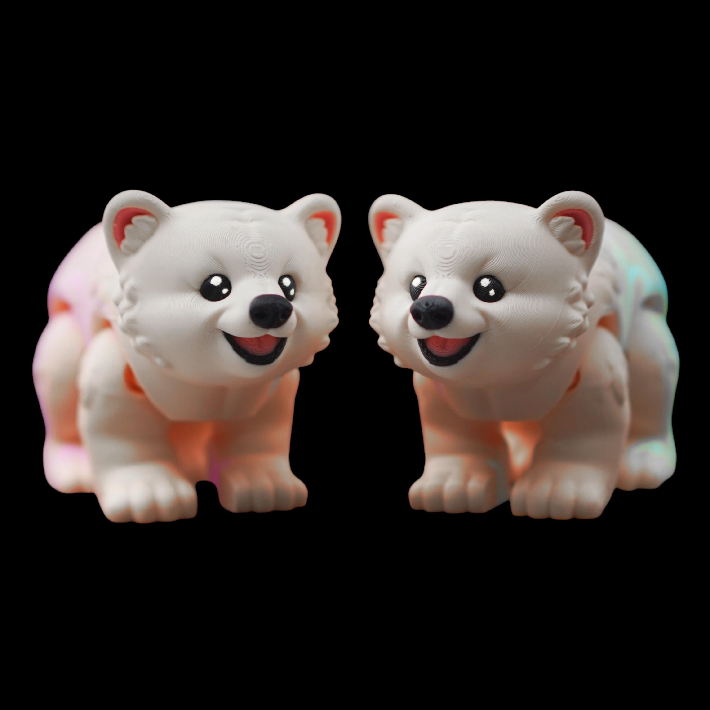 Posable Articulated white Polar Bear Figurine Animal Toy Desk Ornament Educational Imaginative