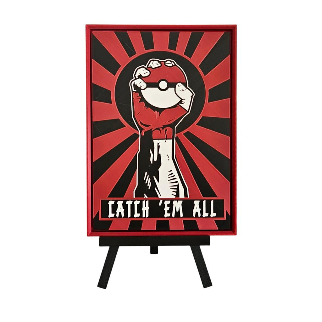 Pokemon Inspired Catch Em All 3D Printed Art Decor Pokeball Gamer Gift Fan Collectable