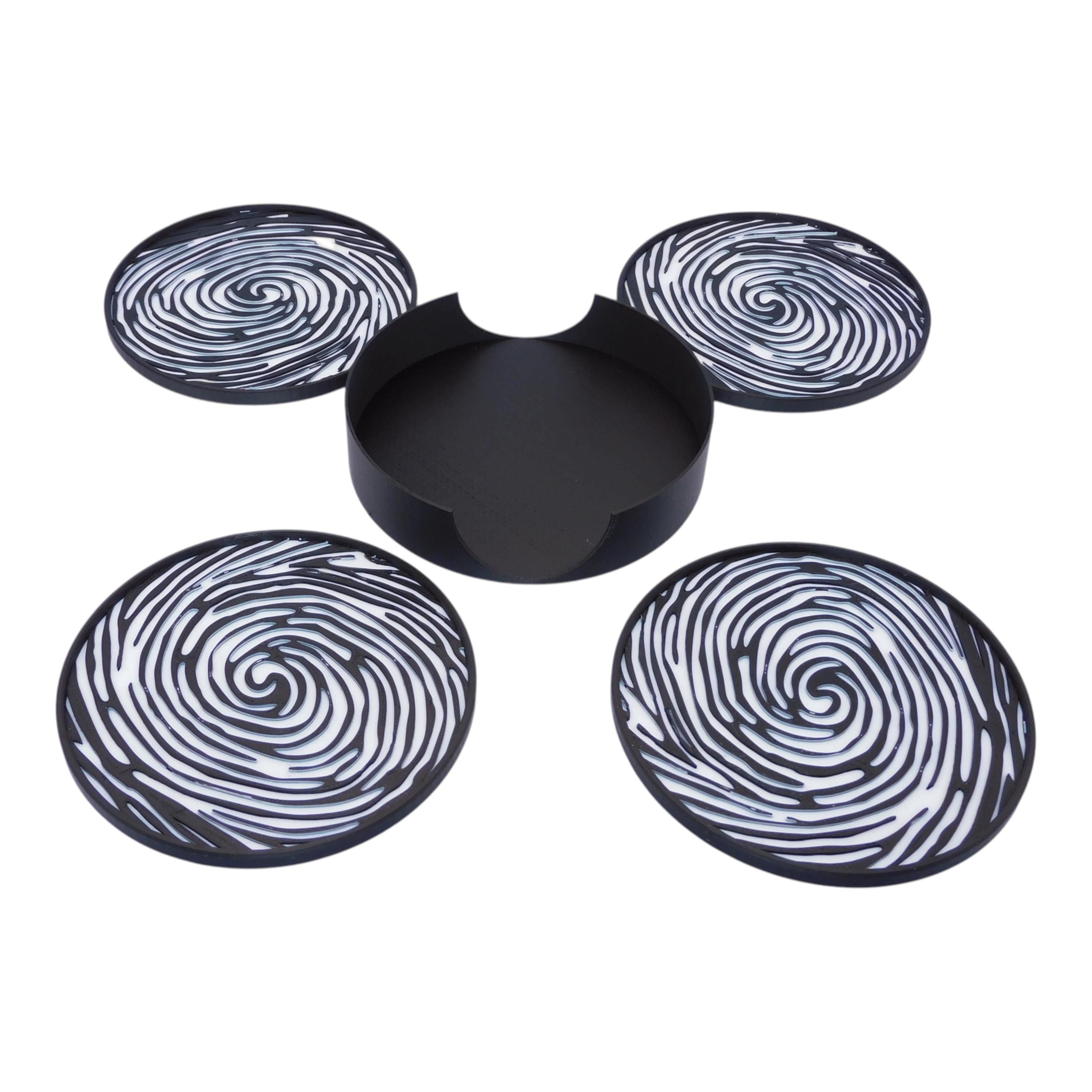Fingerprint Coaster, Officer Desk Decor, Academy Graduation Present, Black White Forensic Artwork