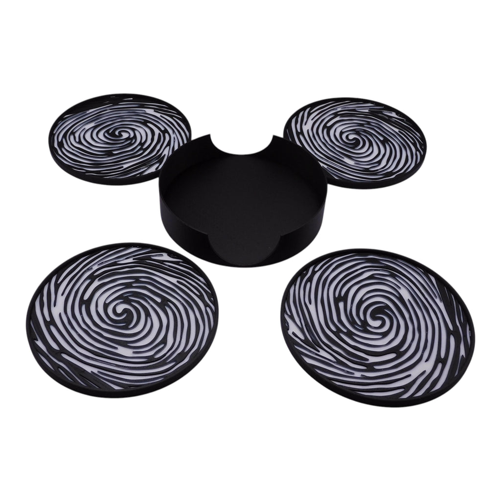 Fingerprint Coaster, Officer Desk Decor, Academy Graduation Present, Black White Forensic Artwork
