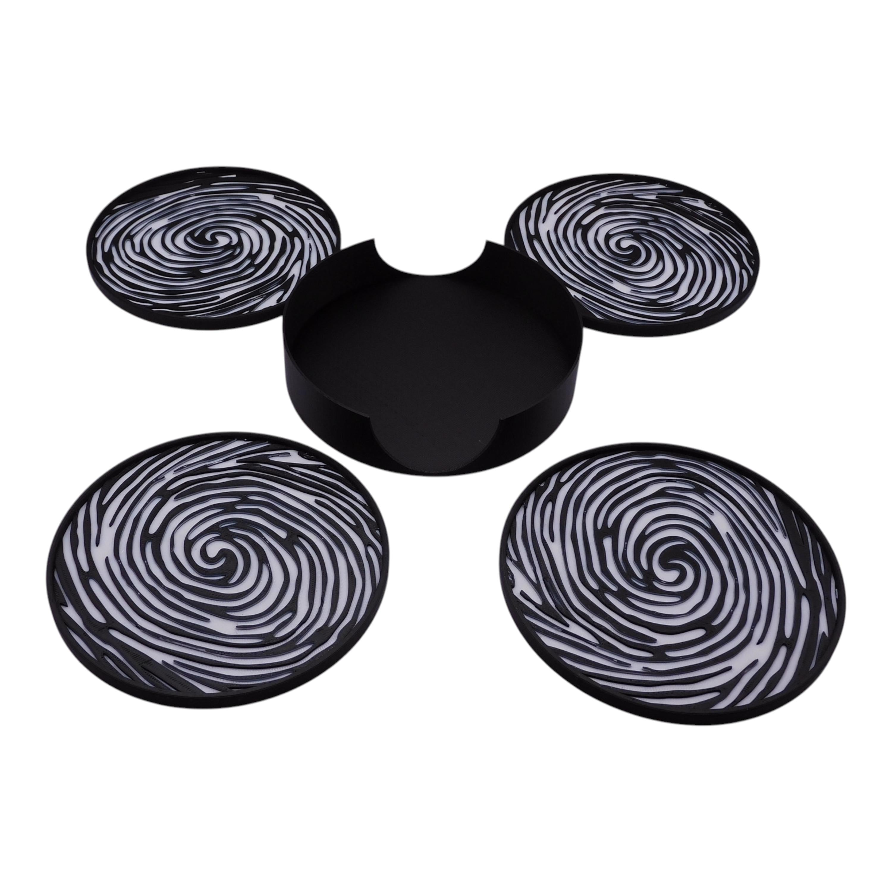 Fingerprint Coaster, Officer Desk Decor, Academy Graduation Present, Black White Forensic Artwork