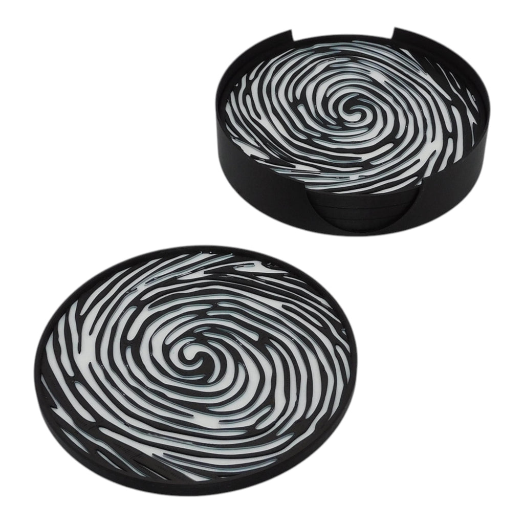 Fingerprint Coaster, Officer Desk Decor, Academy Graduation Present, Black White Forensic Artwork