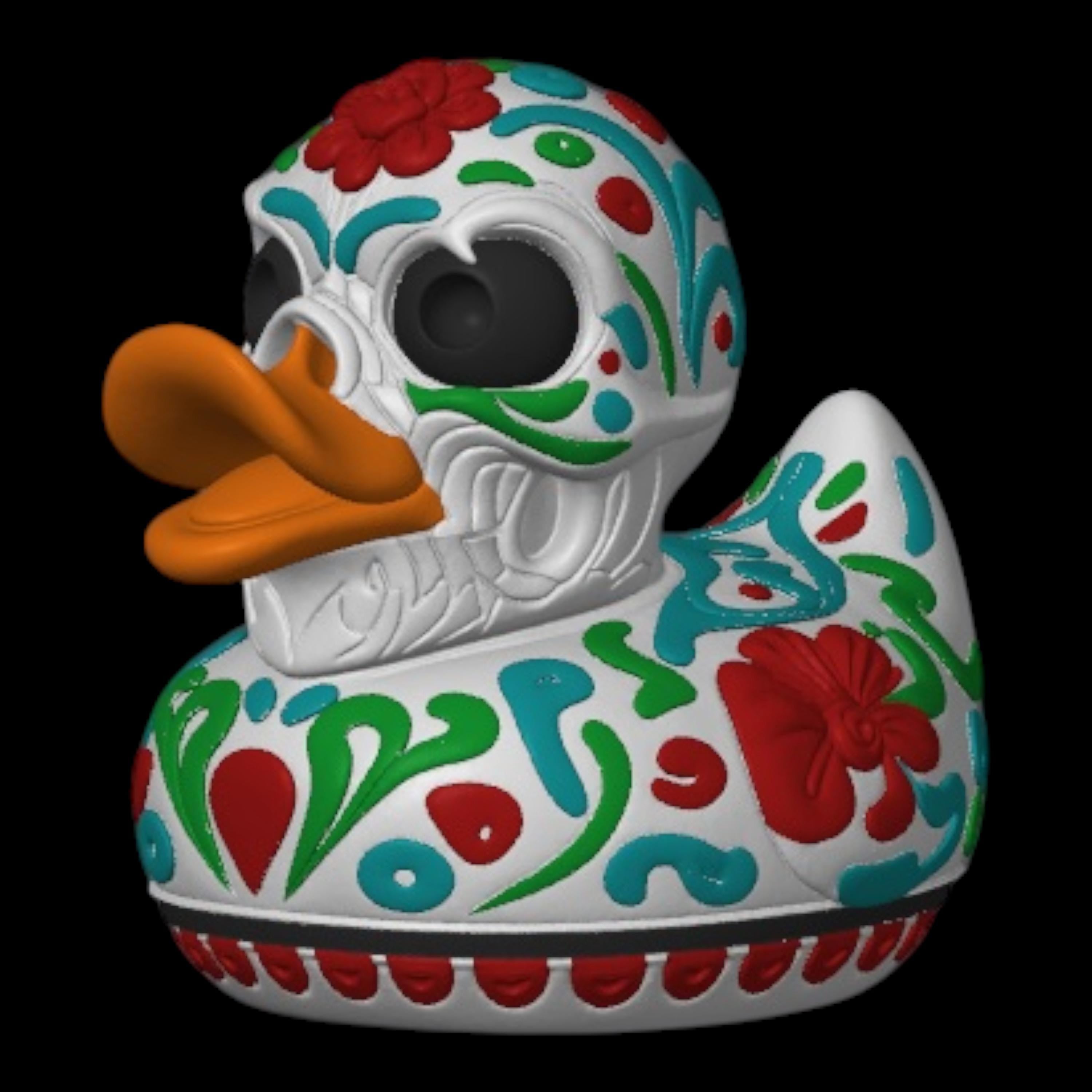 Sugar Skull Duck Multicolor Shelf Ornament Mexican Art Cultural Day Of Dead Car Dash