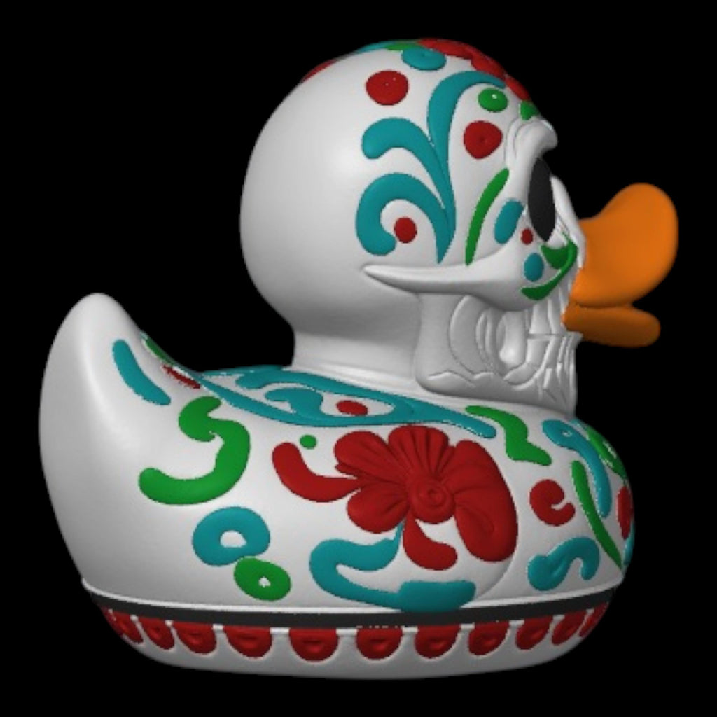 Sugar Skull Duck Multicolor Shelf Ornament Mexican Art Cultural Day Of Dead Car Dash