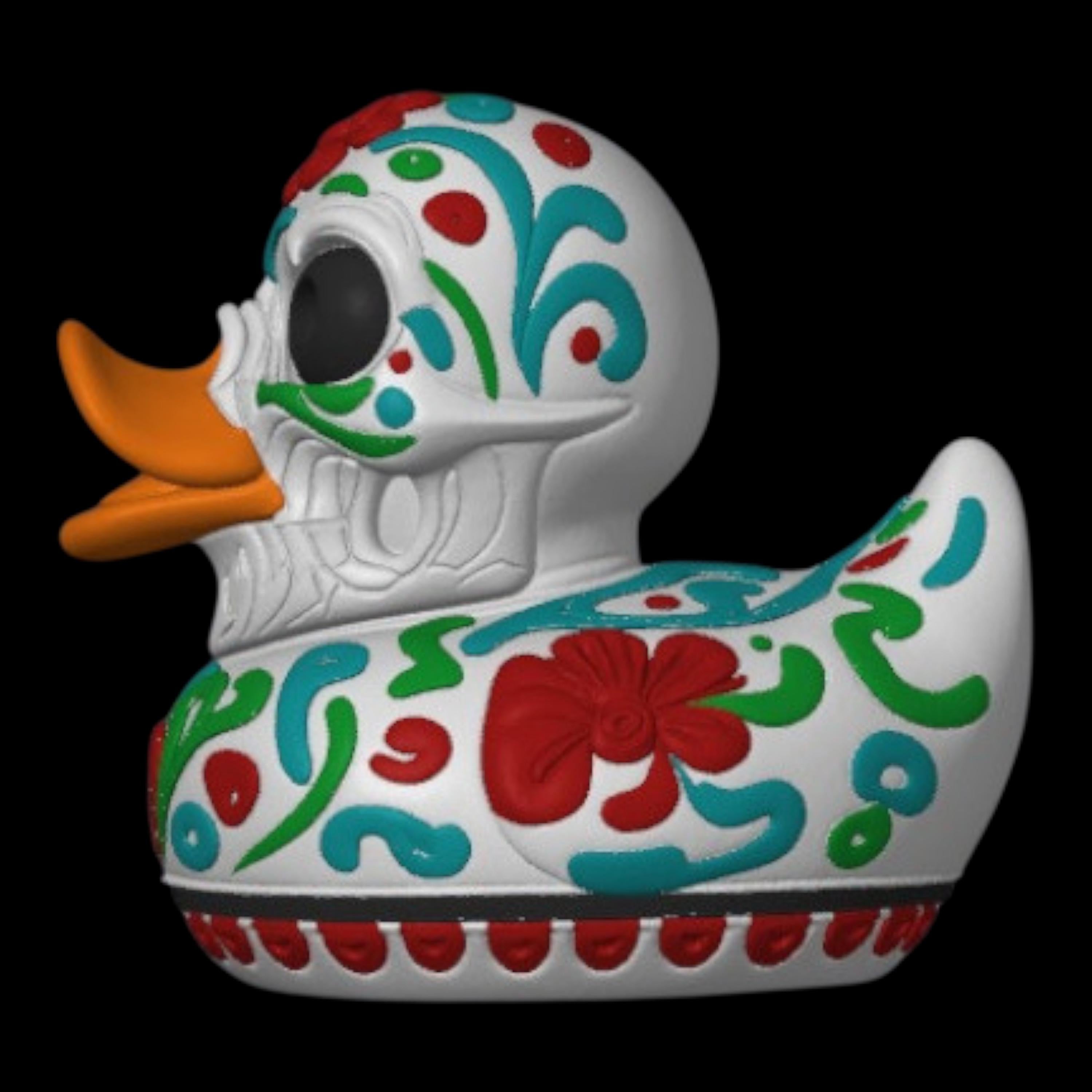 Sugar Skull Duck Multicolor Shelf Ornament Mexican Art Cultural Day Of Dead Car Dash