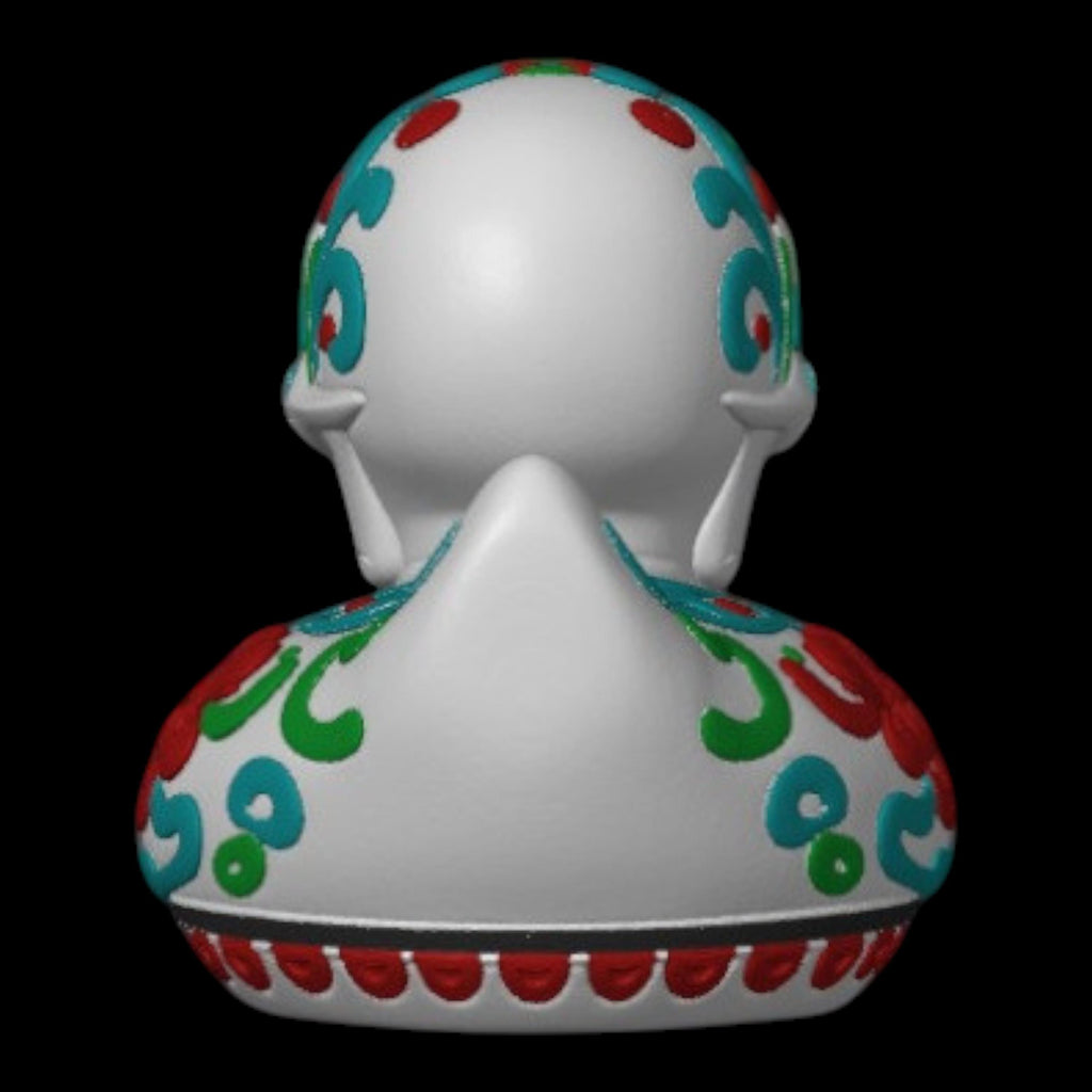 Sugar Skull Duck Multicolor Shelf Ornament Mexican Art Cultural Day Of Dead Car Dash