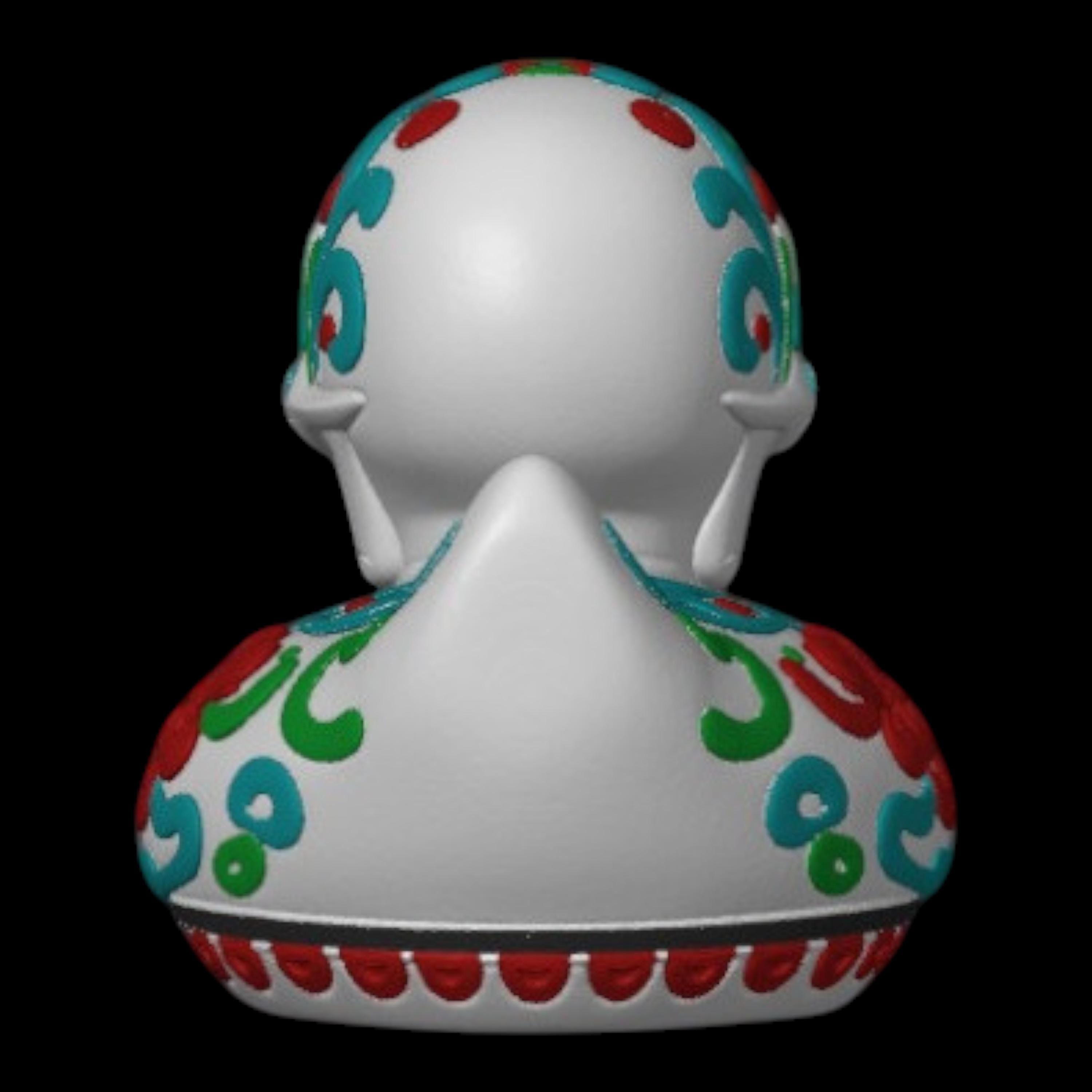 Sugar Skull Duck Multicolor Shelf Ornament Mexican Art Cultural Day Of Dead Car Dash