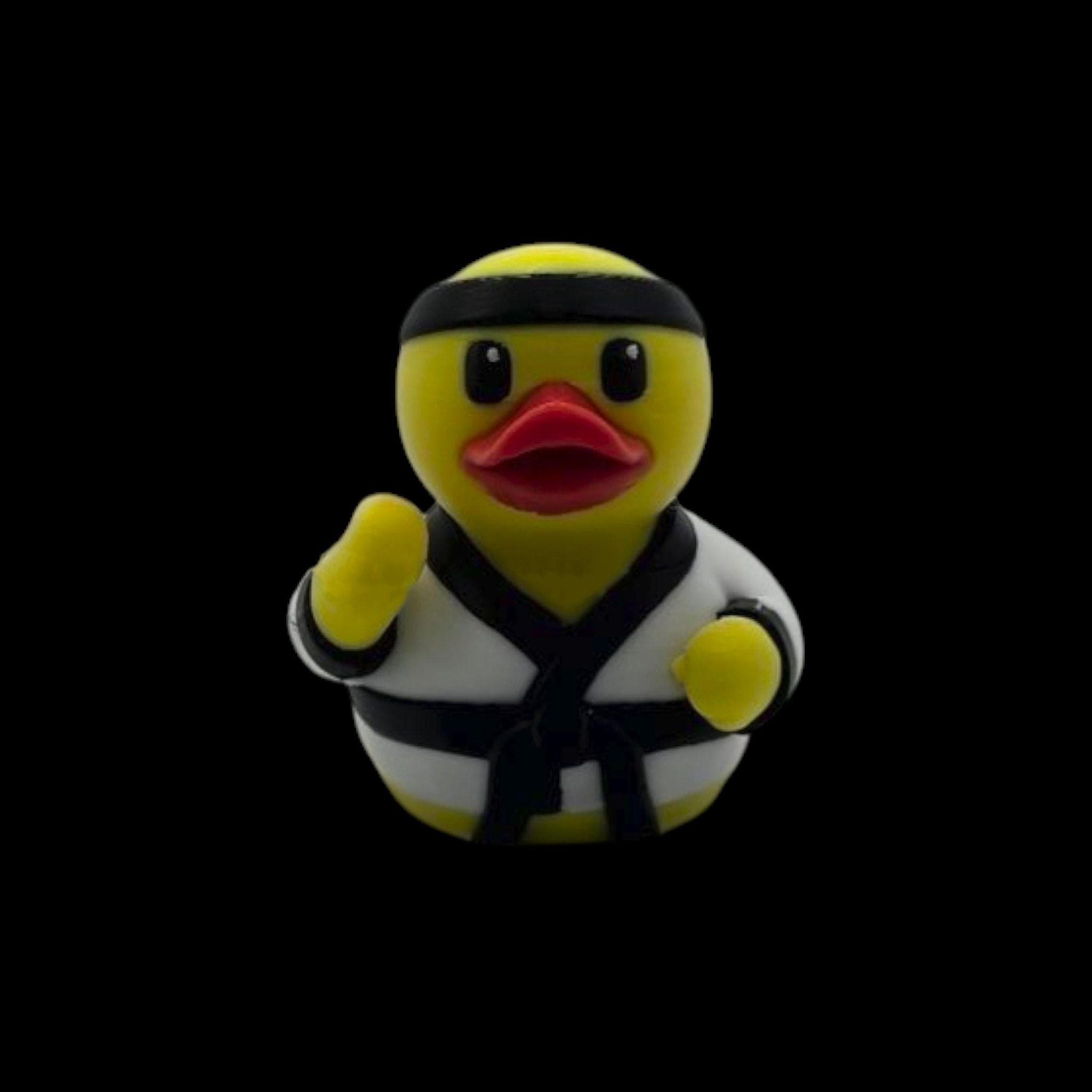 Karate Duck Figurine, 3D Printed Martial Arts Decor in Red or Black Uniform - JM Designs