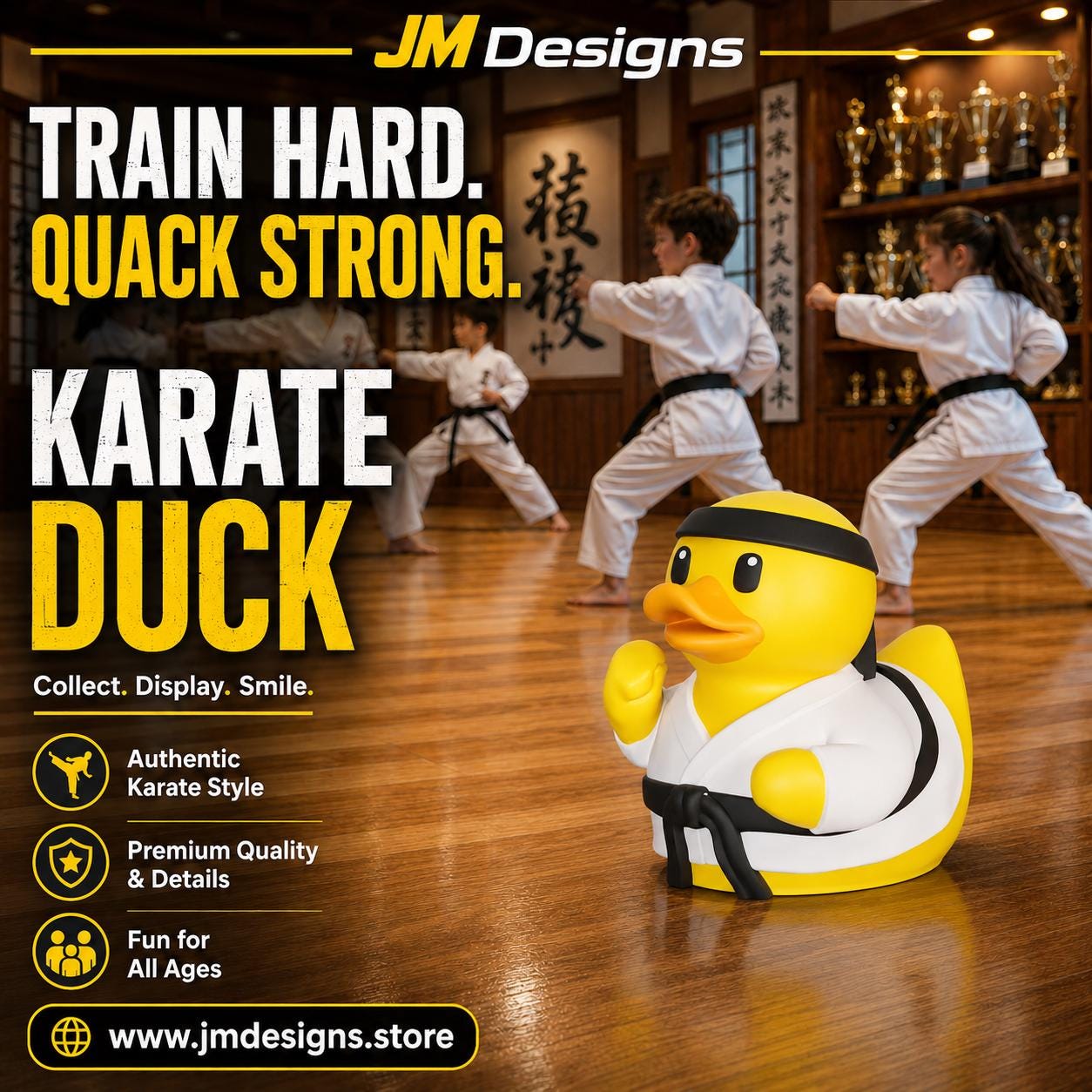 Karate Duck Figurine, 3D Printed Martial Arts Desk Accessory in Red or Black Uniform - JM Designs