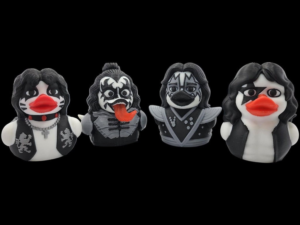 Kiss Duck Figurine, 3D Printed Collectible with Iconic Rock Star Design - JM Designs