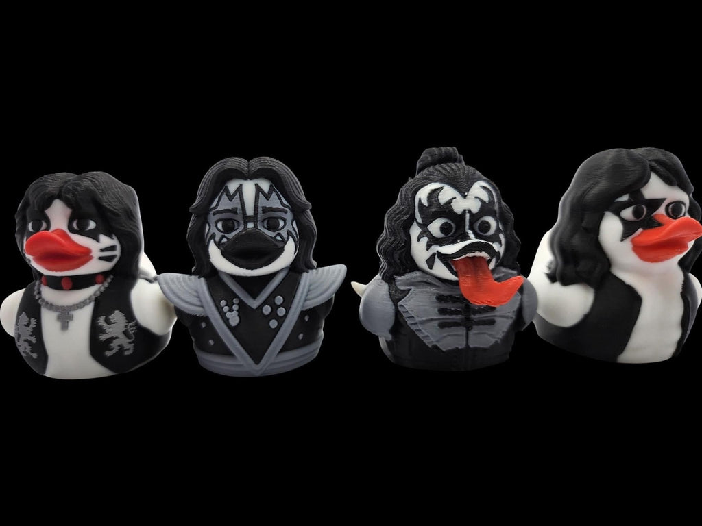 Kiss Duck Figurine, 3D Printed Collectible with Iconic Rock Star Design - JM Designs