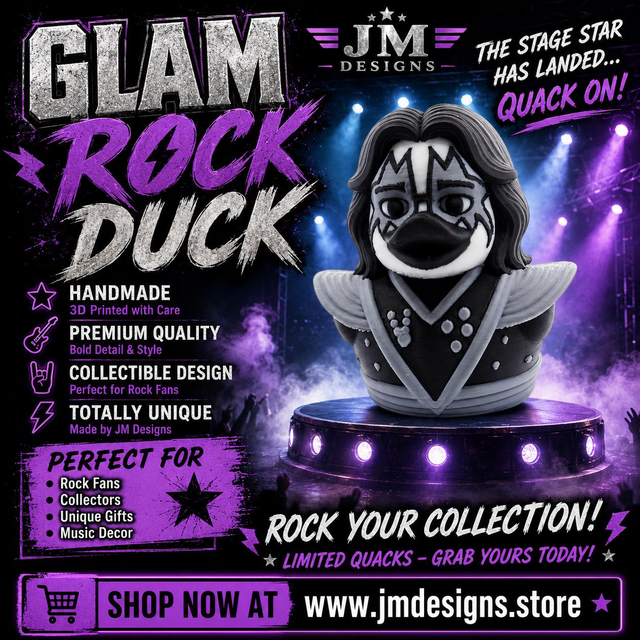 Kiss Inspired Duck Ace Fehley Figurine Display Item For Collector Band Decoration Black White Rock Statue Shelf - JM Designs