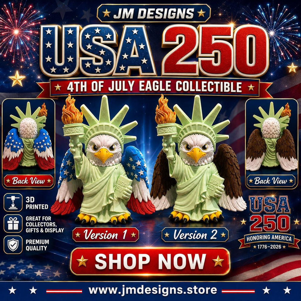 Liberty Eagle 250th Anniversary Limited Edition Standing Tall Patriotic Americana Flag Wing American Independence Day - JM Designs