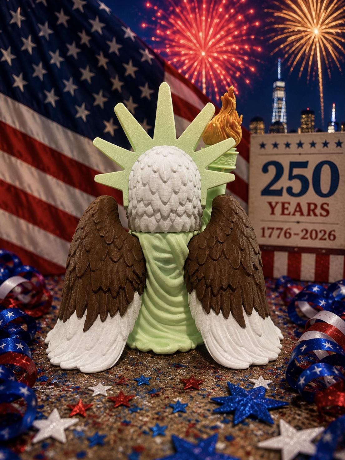 Liberty Eagle 250th Anniversary Limited Edition Standing Tall Patriotic Americana Flag Wing American Independence Day - JM Designs